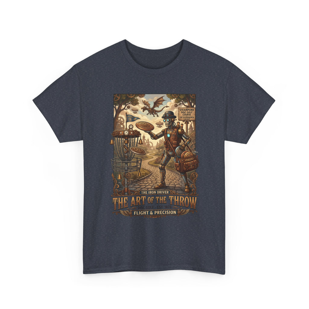 Steampunk Disc Golf T-Shirt — "The Art of the Throw" Vintage Disc Golfer Graphic Tee