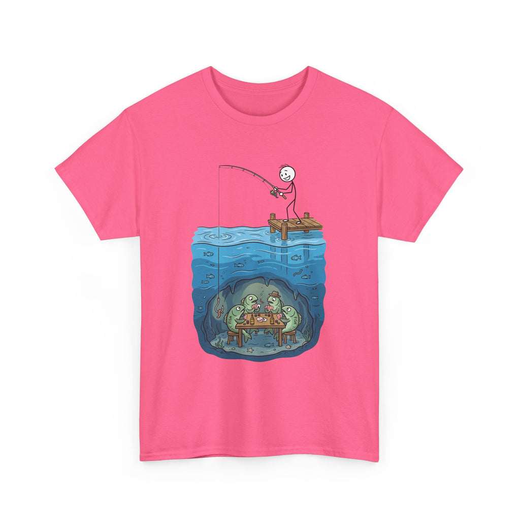 Fishing Tee — Underwater Surprise Cartoon T-Shirt (Fisherman & Sea Creatures)
