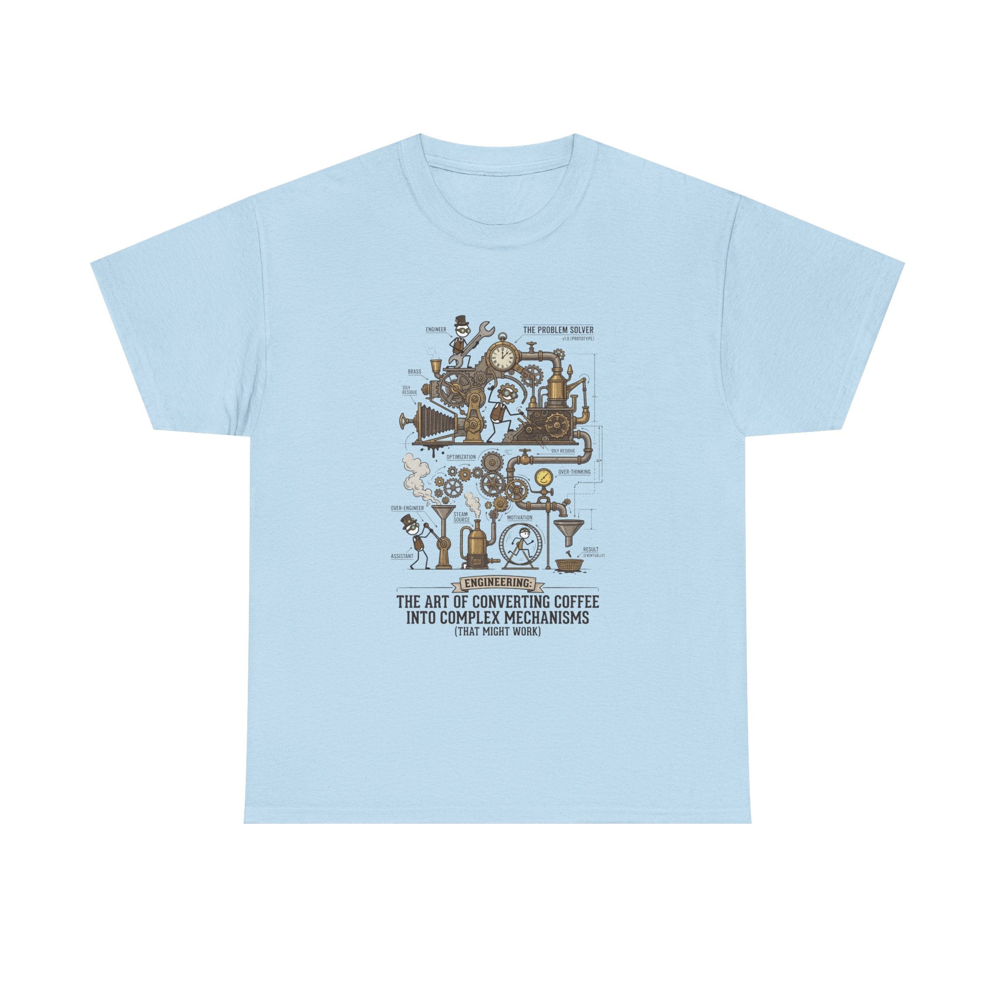 Steampunk Engineering T-Shirt — The Art of Converting Coffee Into Complex Mechanisms Graphic Tee