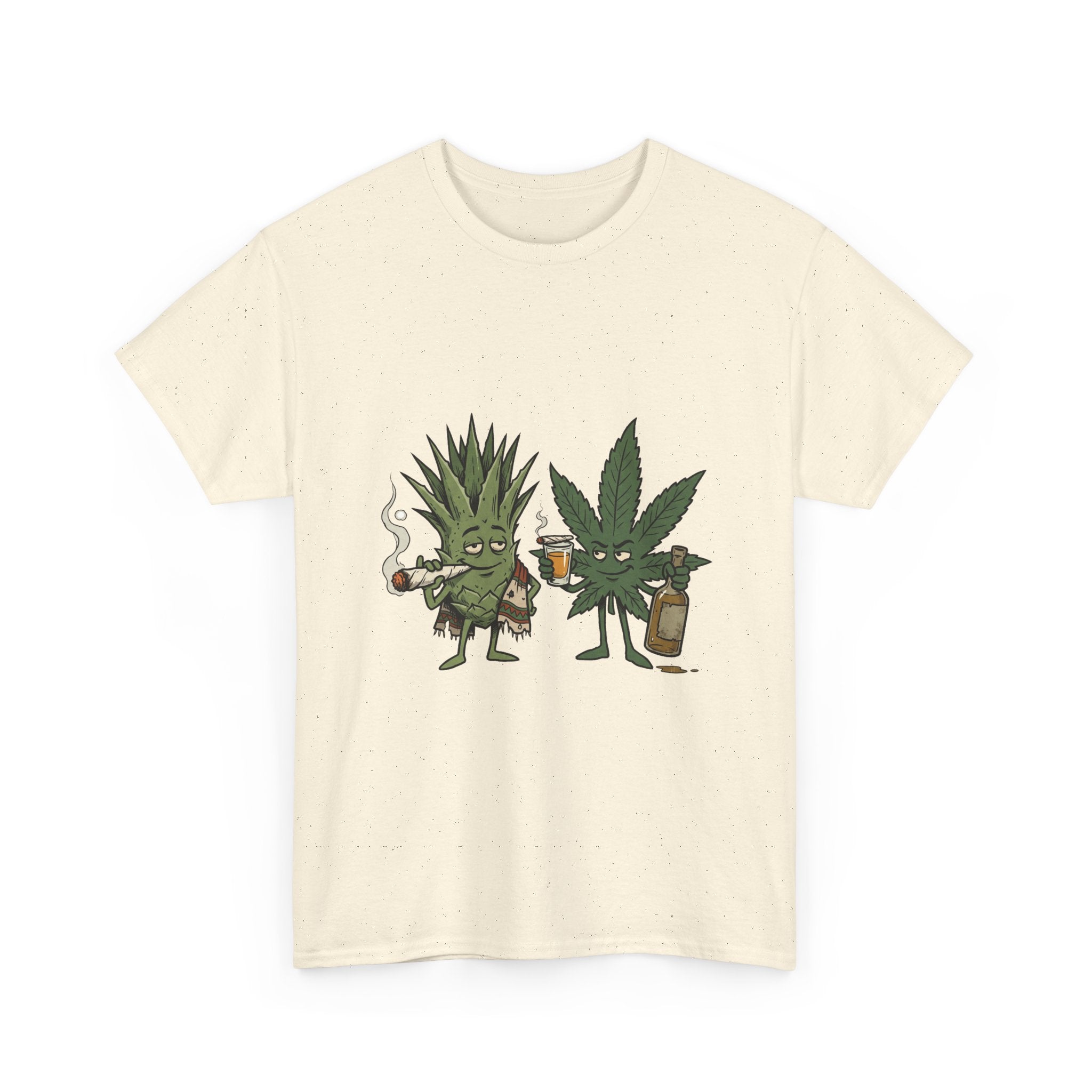 Marijuana Leaf and Agave Friends T-Shirt – Funny Cannabis Leaf & Tequila Smoking Tee
