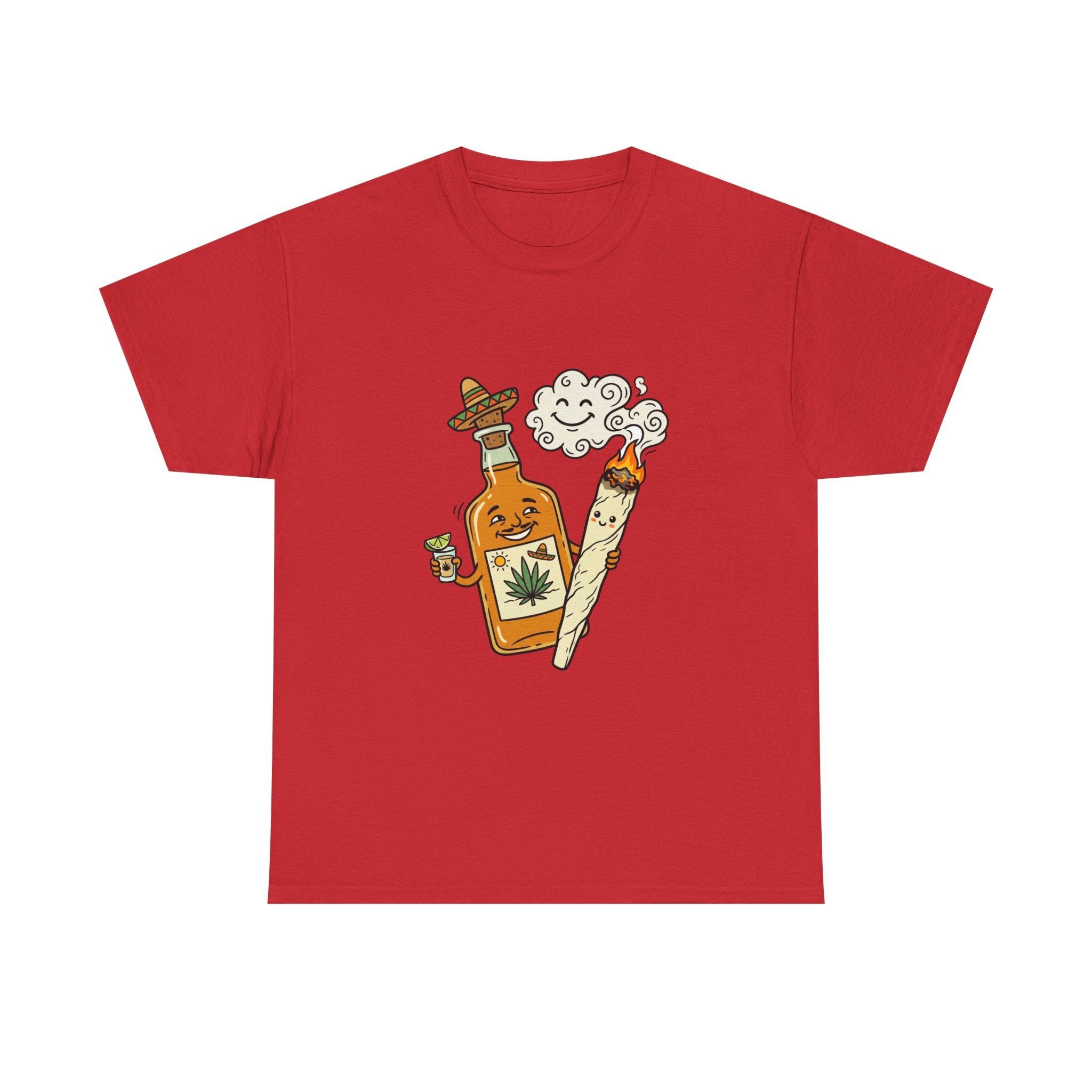 Cannabis & Tequila Tee — Funny Joint and Bottle Graphic T-Shirt