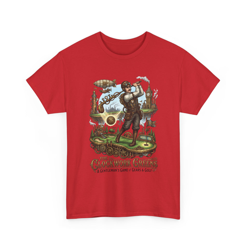 Golf Steampunk T-Shirt — "The Clockwork Greens" Vintage Golfing Design