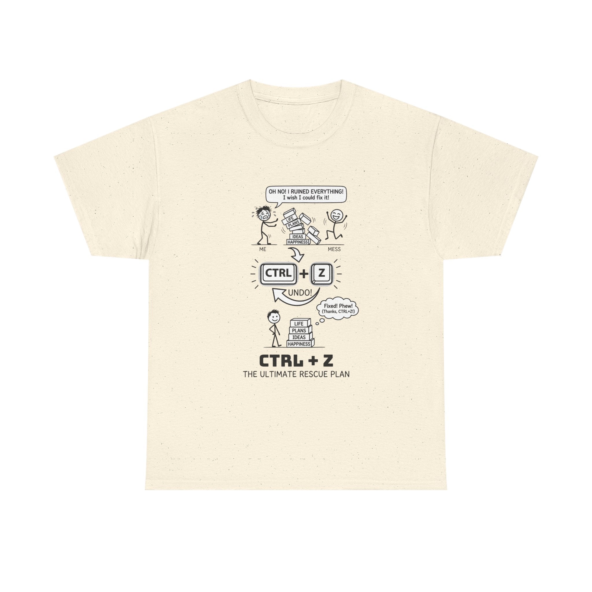 CTRL + Z T-Shirt — Funny Programmer Comic Tee ("The Ultimate Rescue Plan")