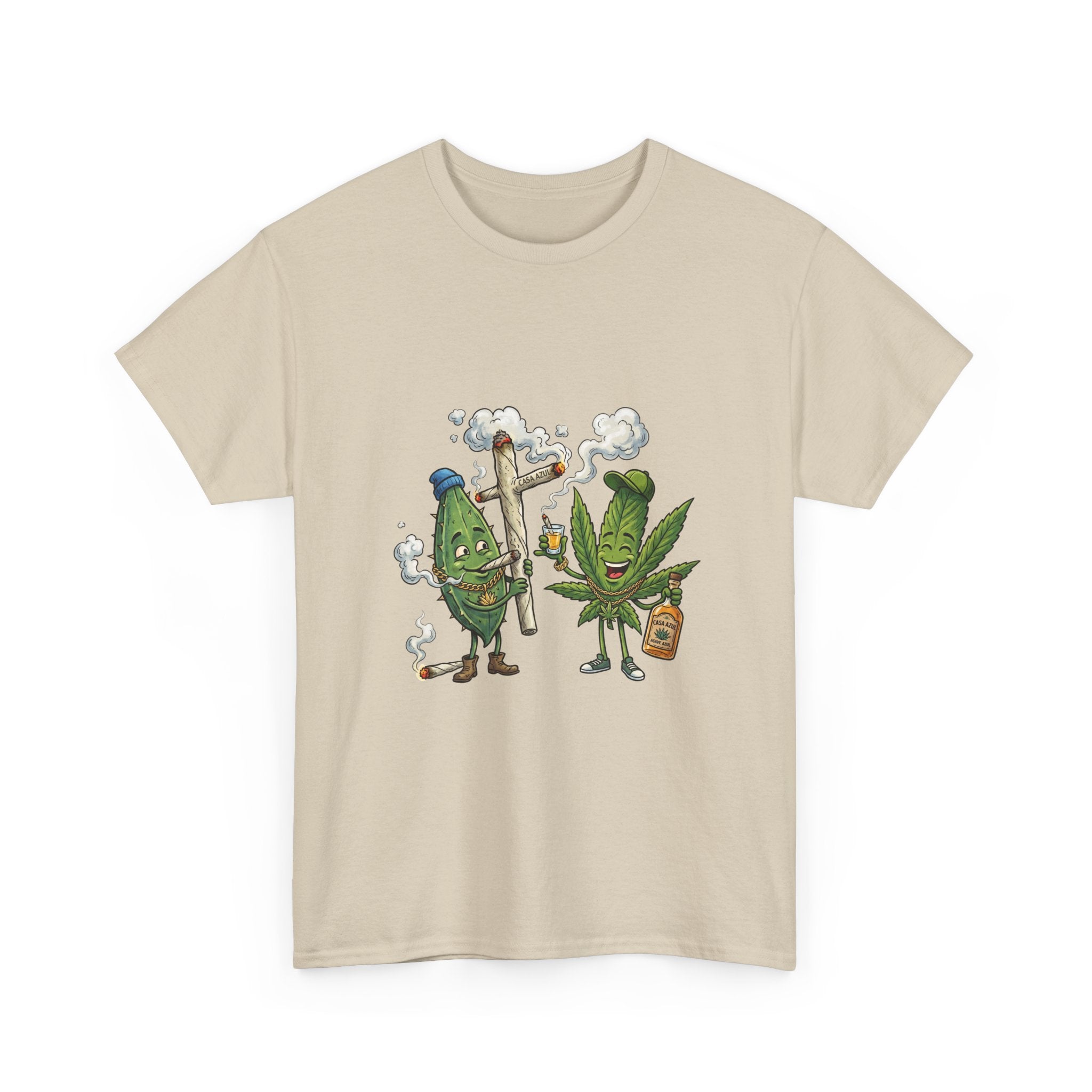 1 Tequila & Cannabis Buds Cartoon Tee — Funny Smoking Weed Plant Graphic T-Shirt