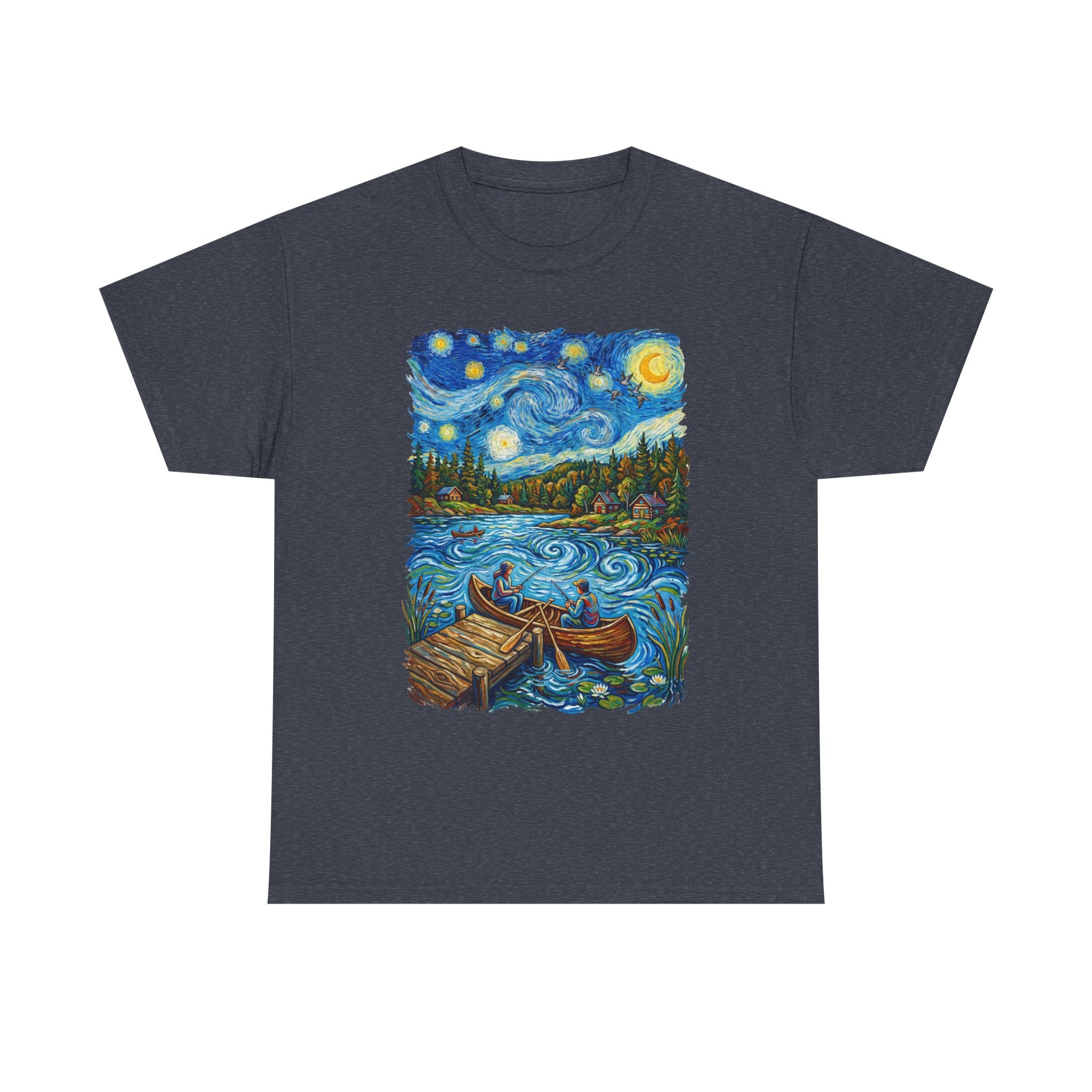 Starry Night Lake T-Shirt — Canoe Dock Scenic Tee