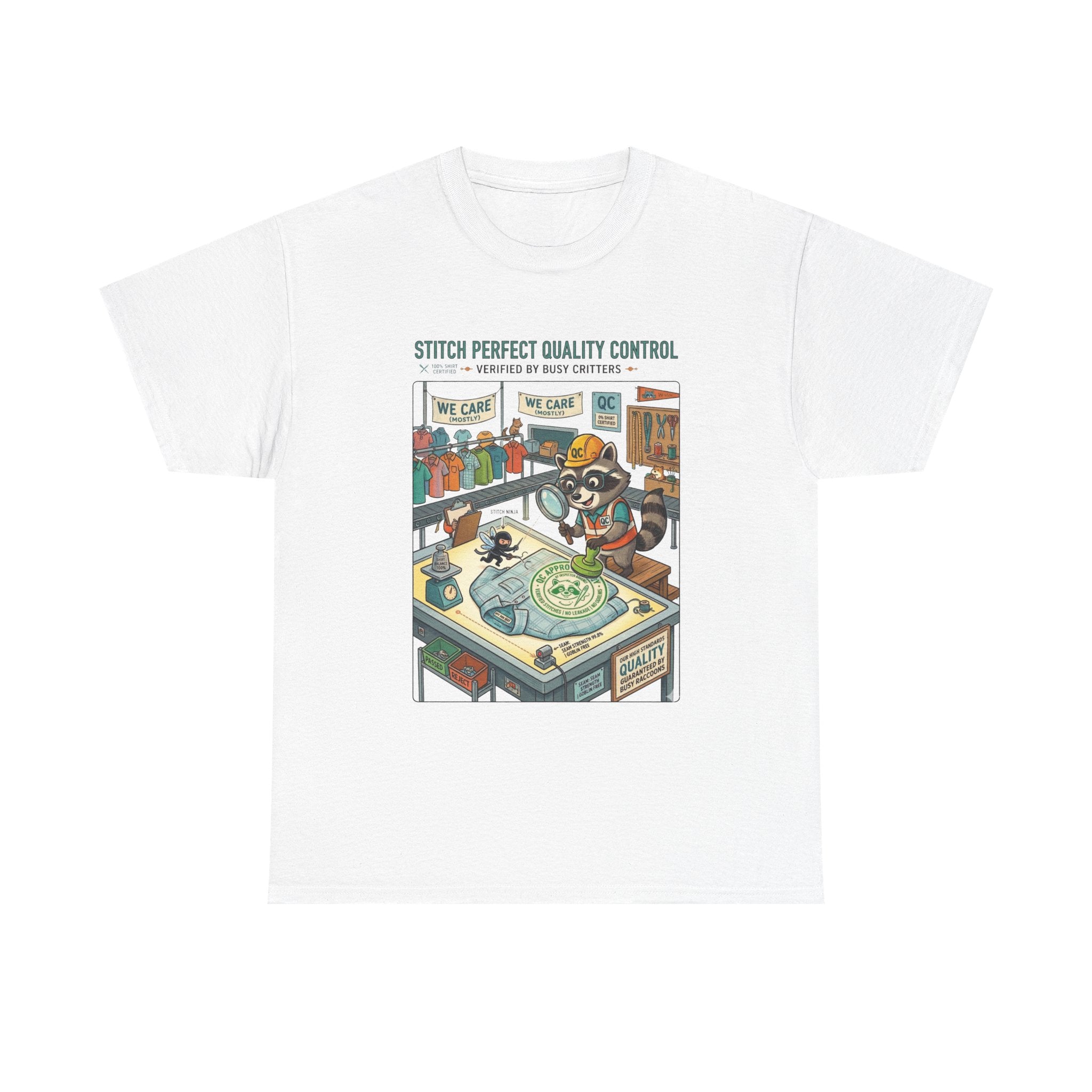 Quality Control Sewing Shirt — "Stitch Perfect" Tailor Cartoon Tee