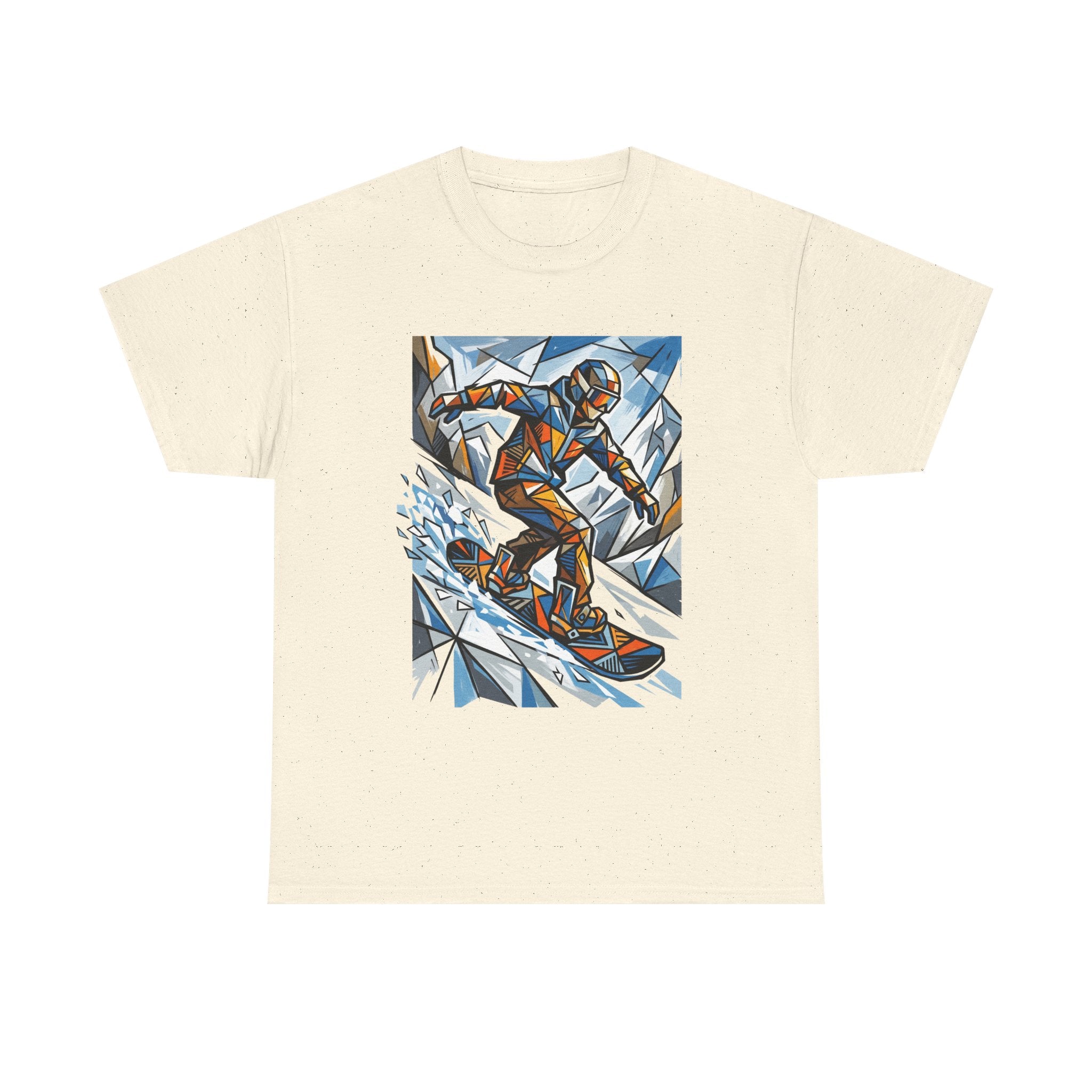 Snowboarder Geometric Art T-Shirt — Abstract Winter Sports Graphic Tee