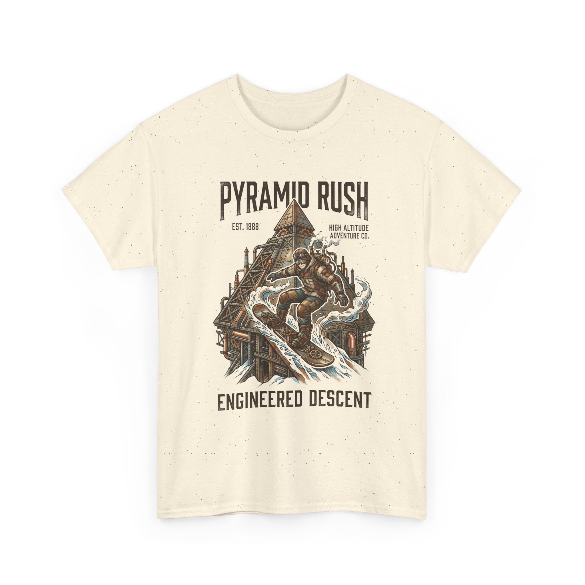 Steampunk Snowboard Pyramid Adventure T-Shirt — Fantasy Explorer Graphic Tee