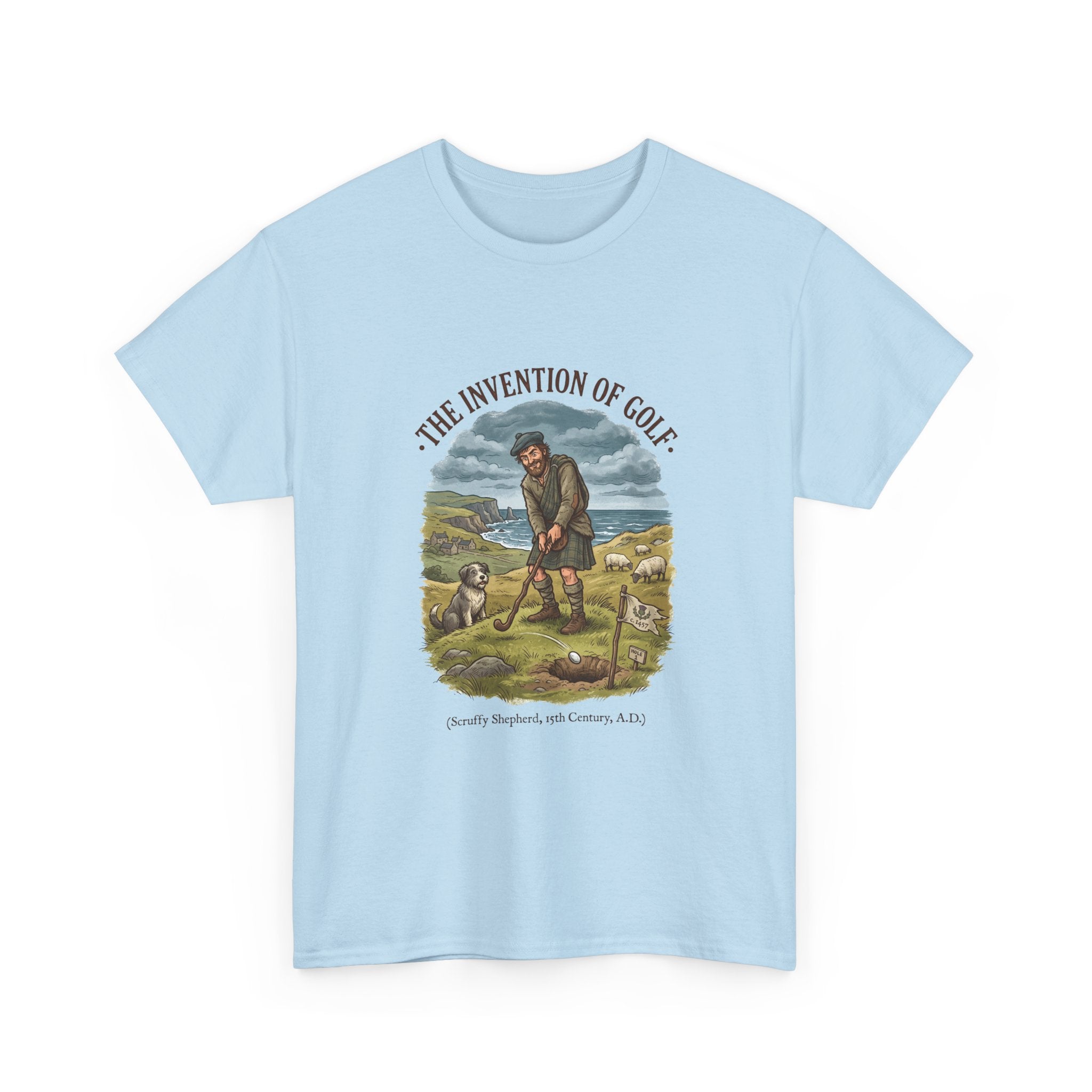 The Invention of Golf T-Shirt — Vintage Golfer Illustration Tee