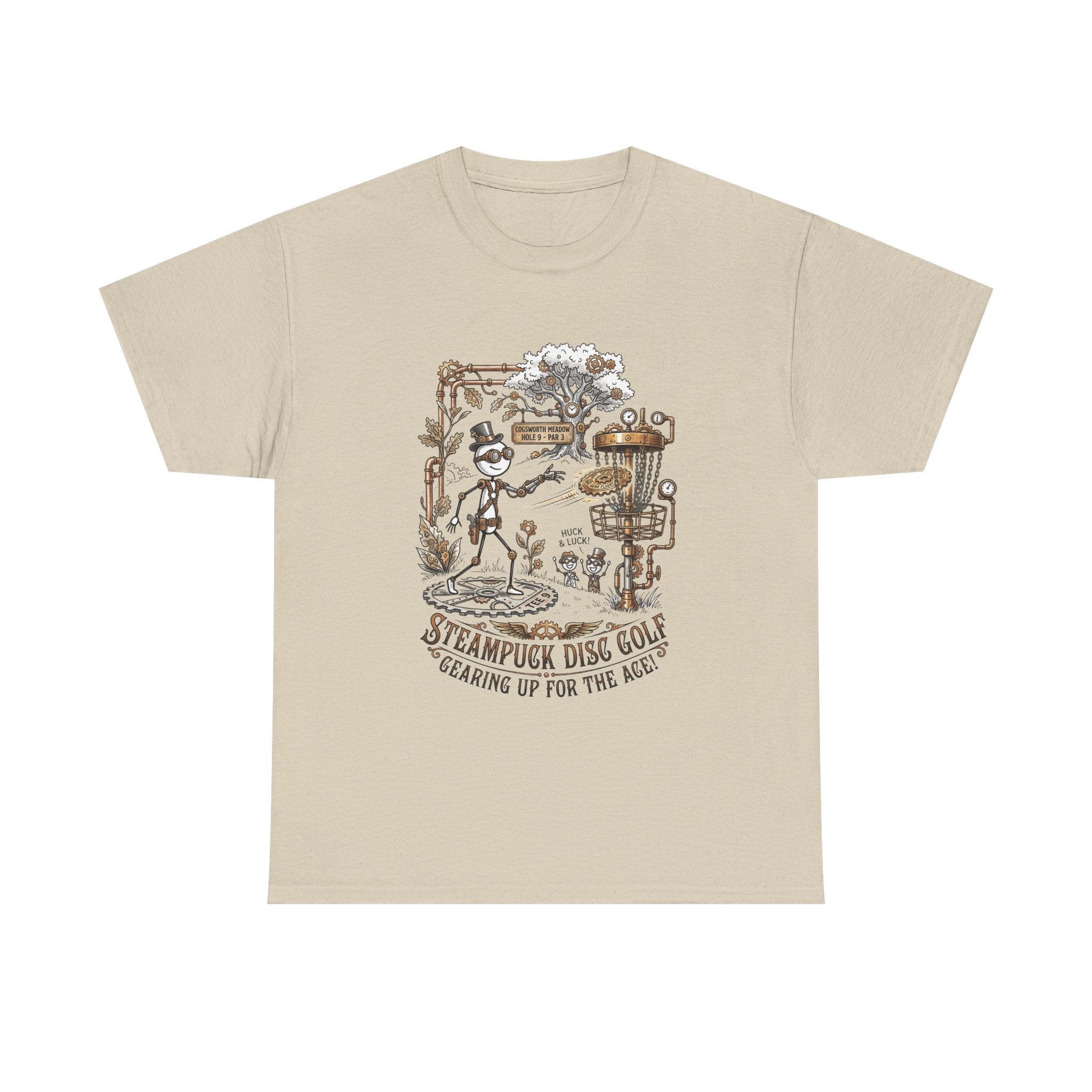 Steampunk Disc Golf T-Shirt — "Gearing Up for the Ace" Vintage Disc Golf Tee