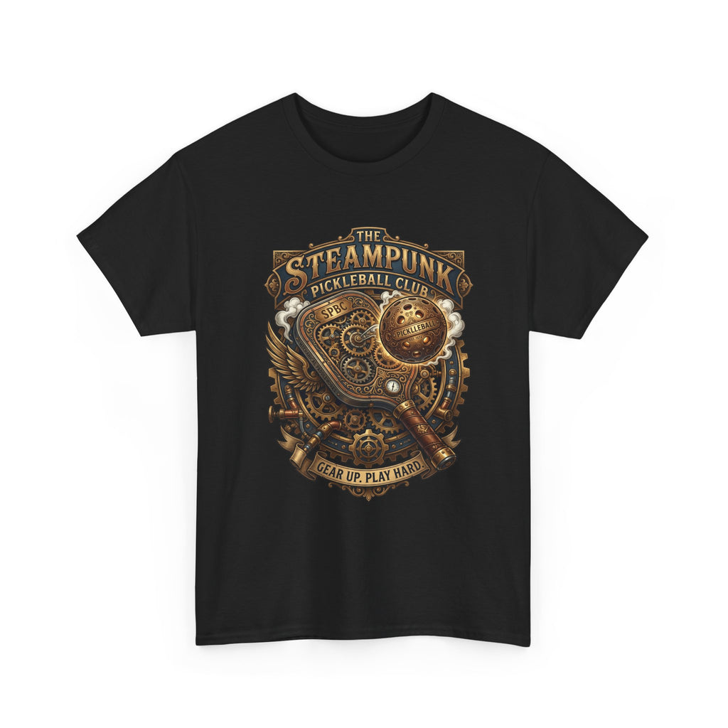 Steampunk Pickleball Club T‑Shirt – Vintage Gear & Gears Graphic Tee