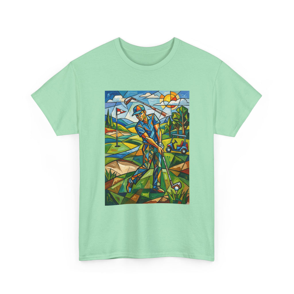 Golf Stained Glass Art Tee — Colorful Golfer Graphic T-Shirt