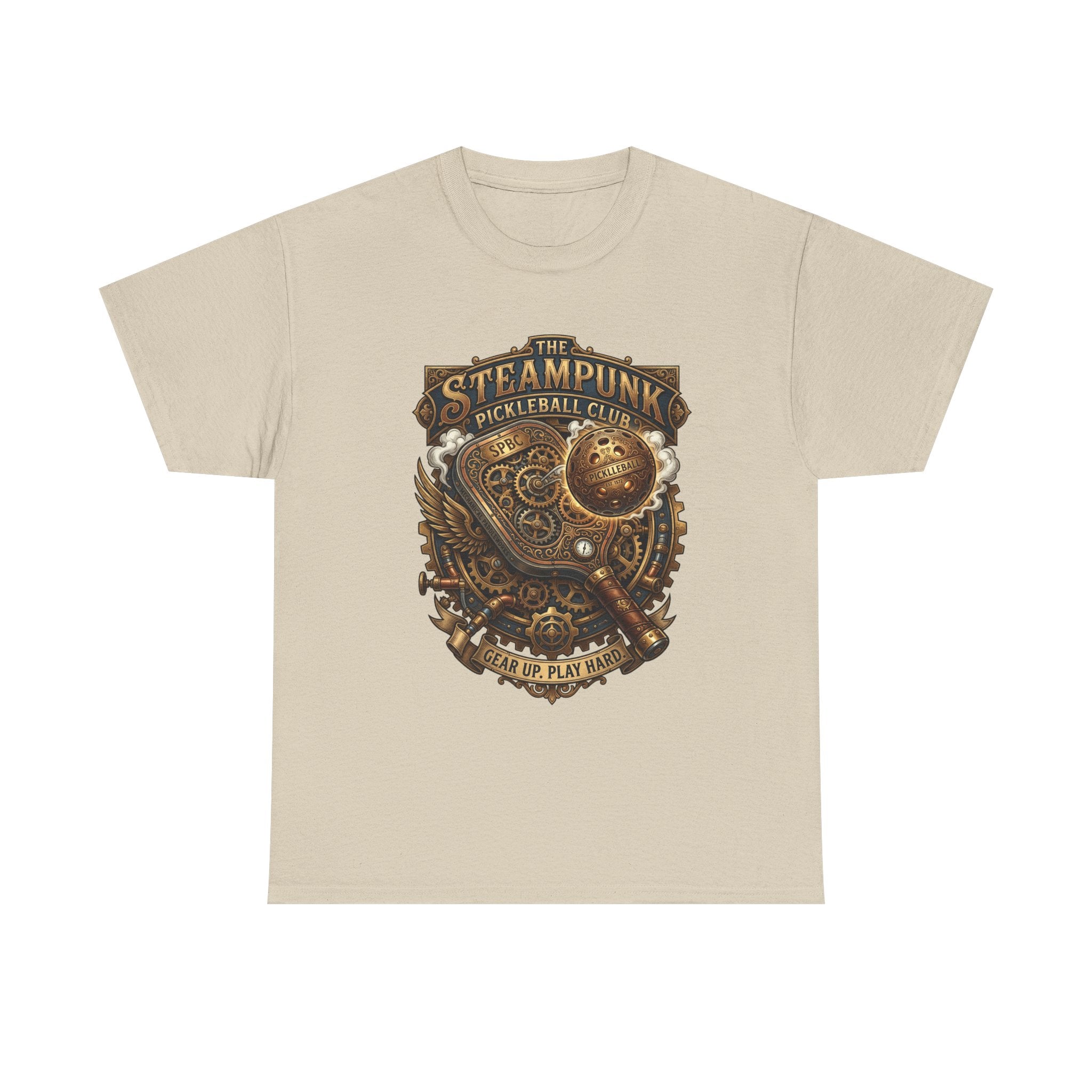 Steampunk Pickleball Club T‑Shirt – Vintage Gear & Gears Graphic Tee