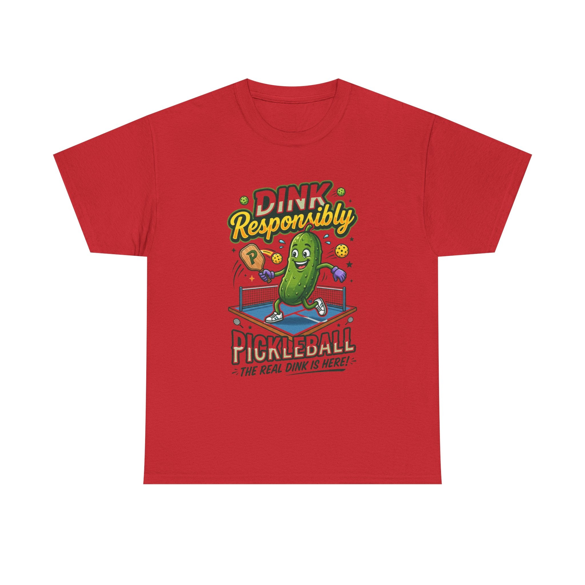 Pickleball T-Shirt — "Dink Responsibly" Funny Pickle Cartoon Tee