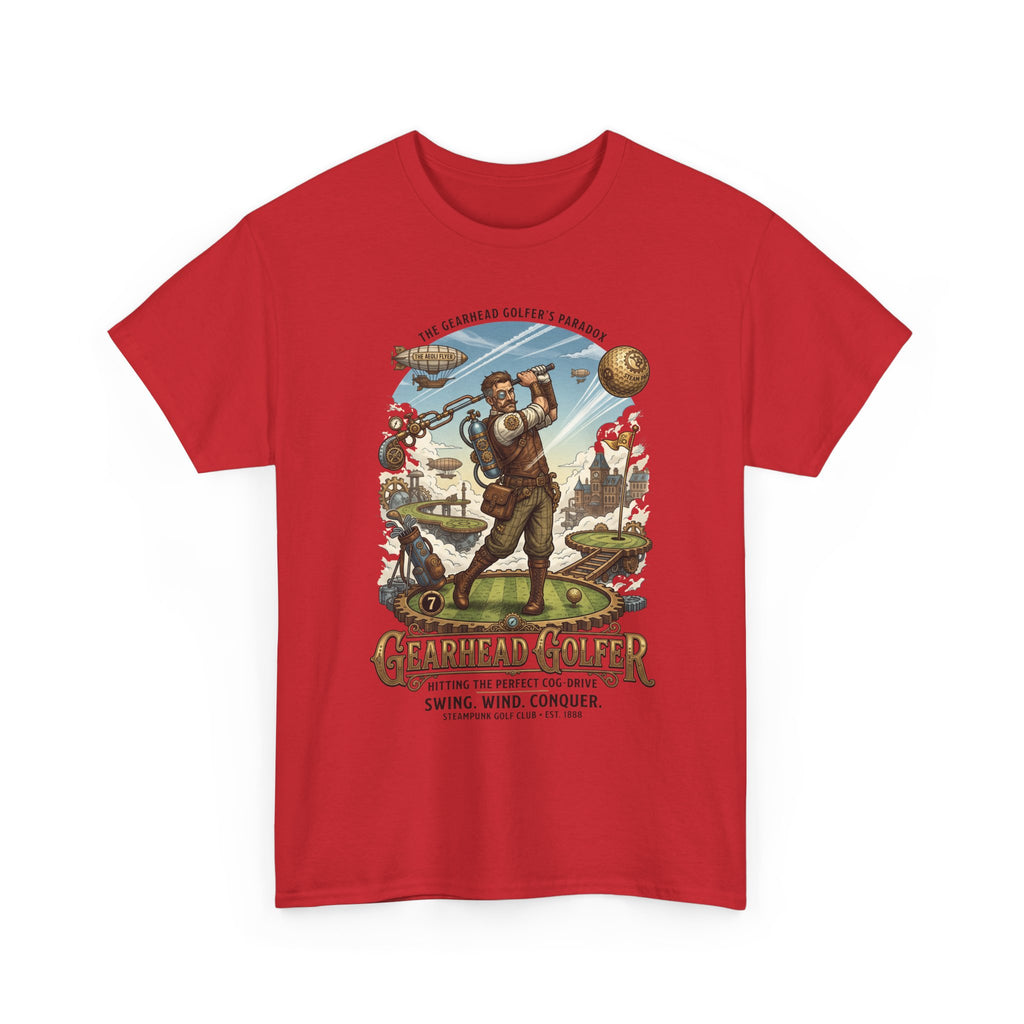 Steampunk Golf T-Shirt - 'Gearhead Golfer' Vintage Car & Golf Humor Tee
