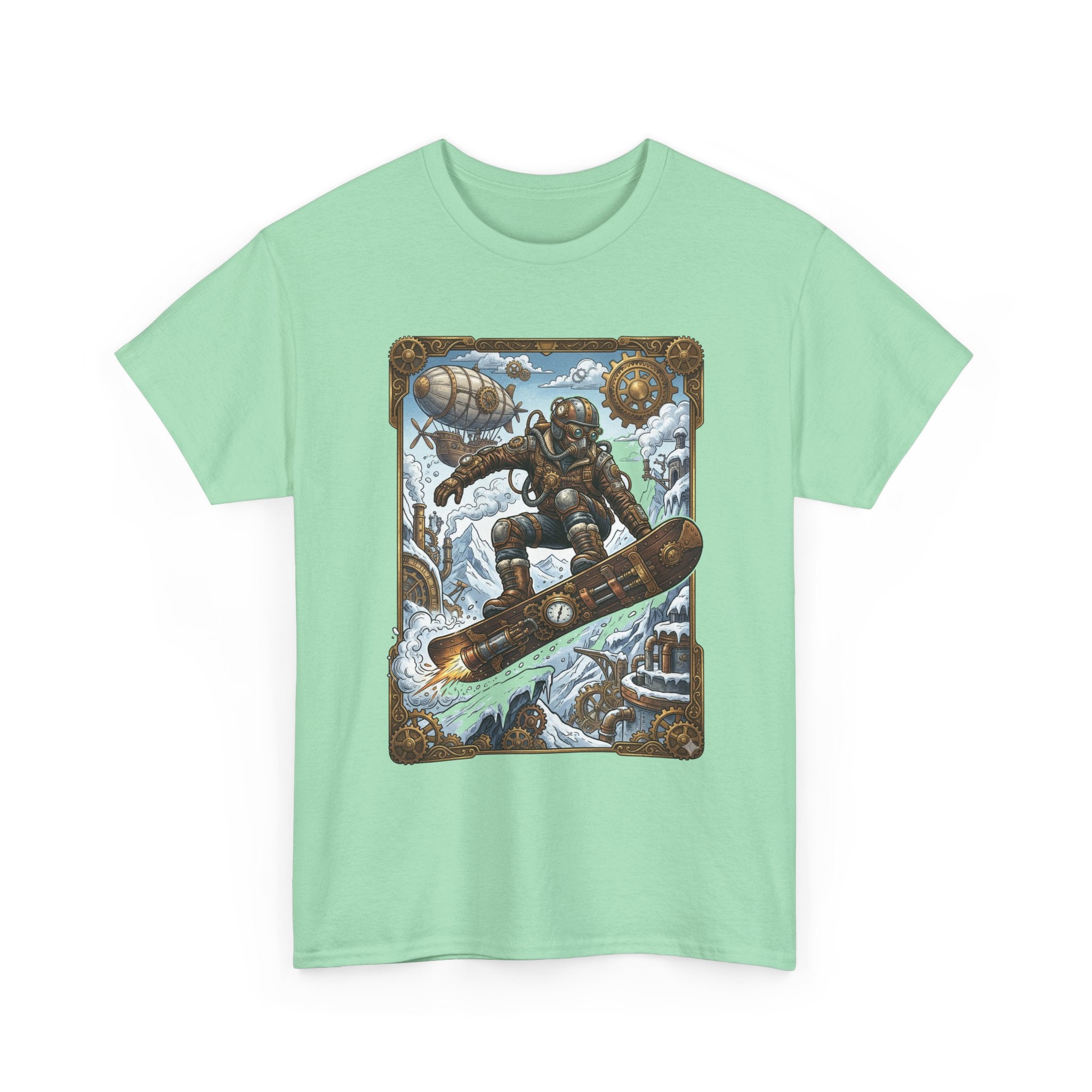 Steampunk Snowboarder Tee — Vintage Deep-Sea Snowboarding Graphic Shirt