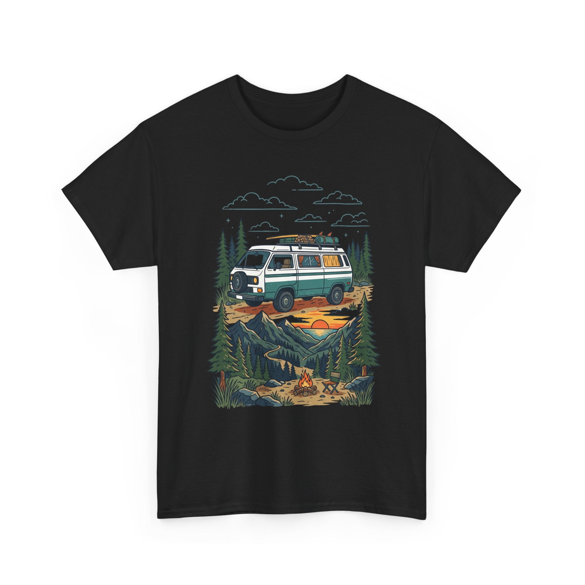 Camper Van Adventure Tee — Retro Van Camping Graphic T-Shirt