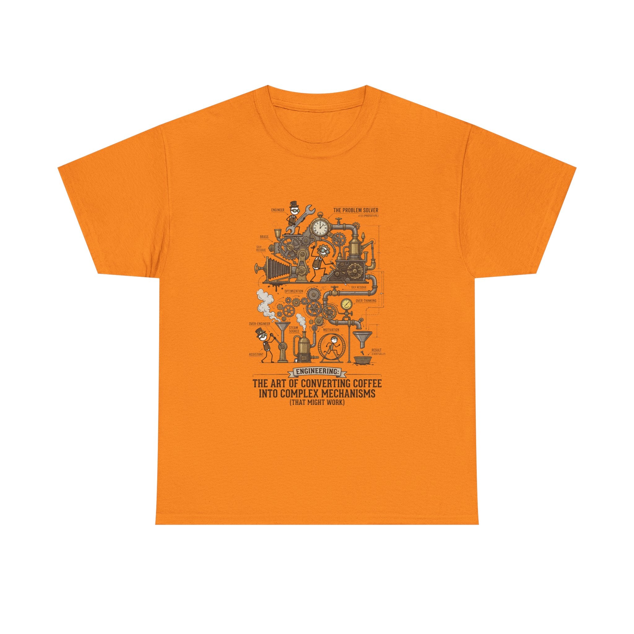 Steampunk Engineering T-Shirt — The Art of Converting Coffee Into Complex Mechanisms Graphic Tee