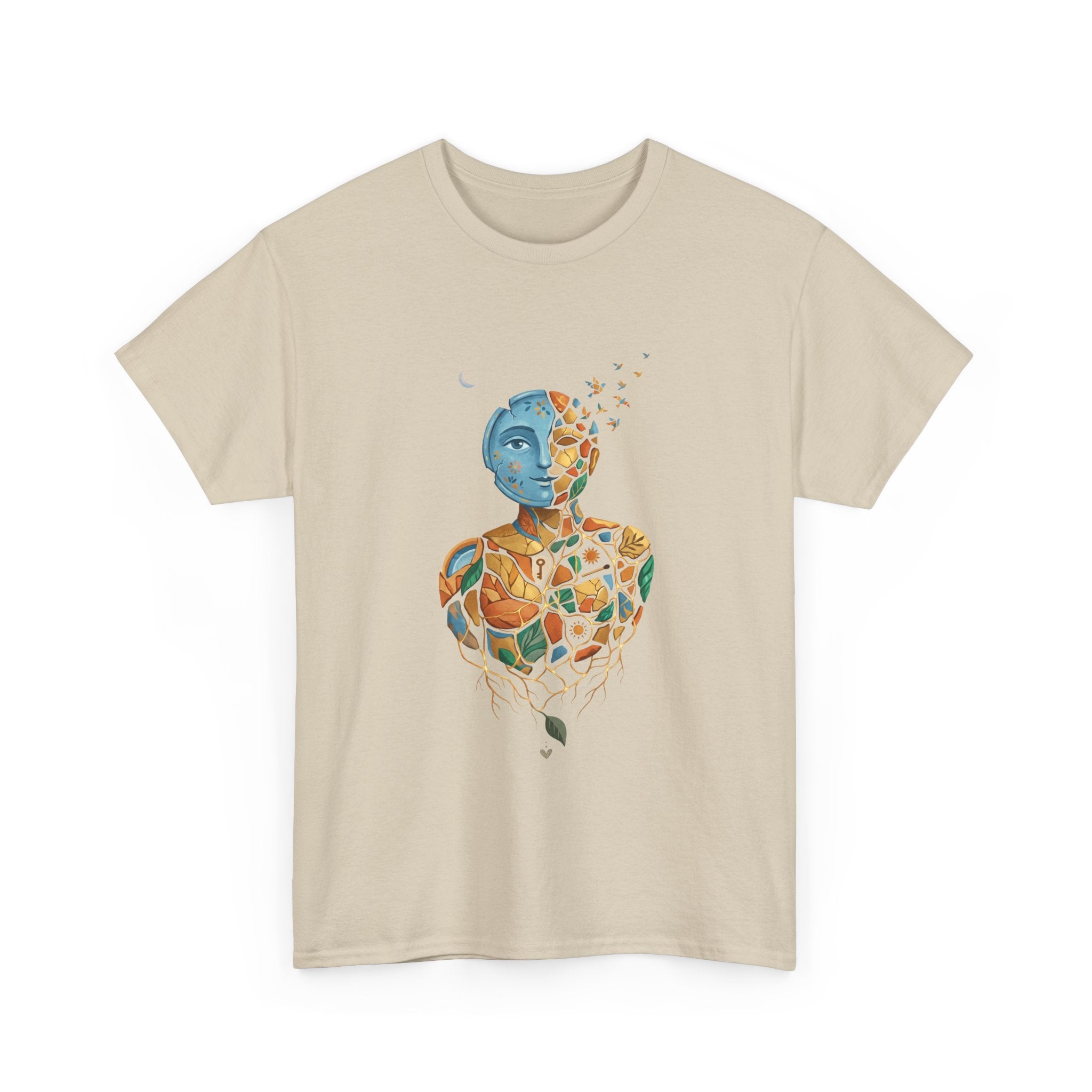 Abstract Mosaic Portrait T‑Shirt — Fragmented Face Art Tee