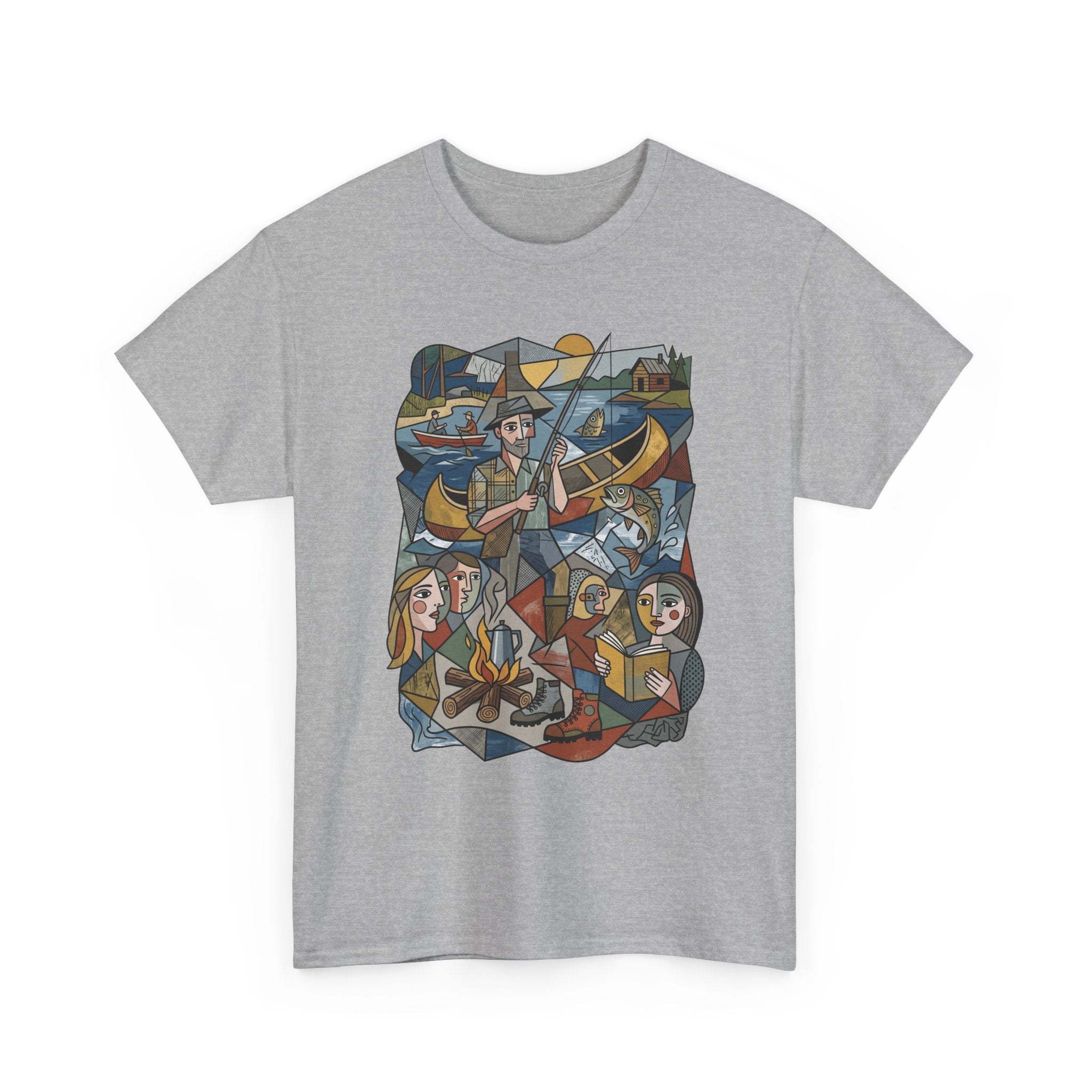 T-Shirt — Nautical Folk Art Crew: Illustrated Sailing, Fishing & Harbor Scene