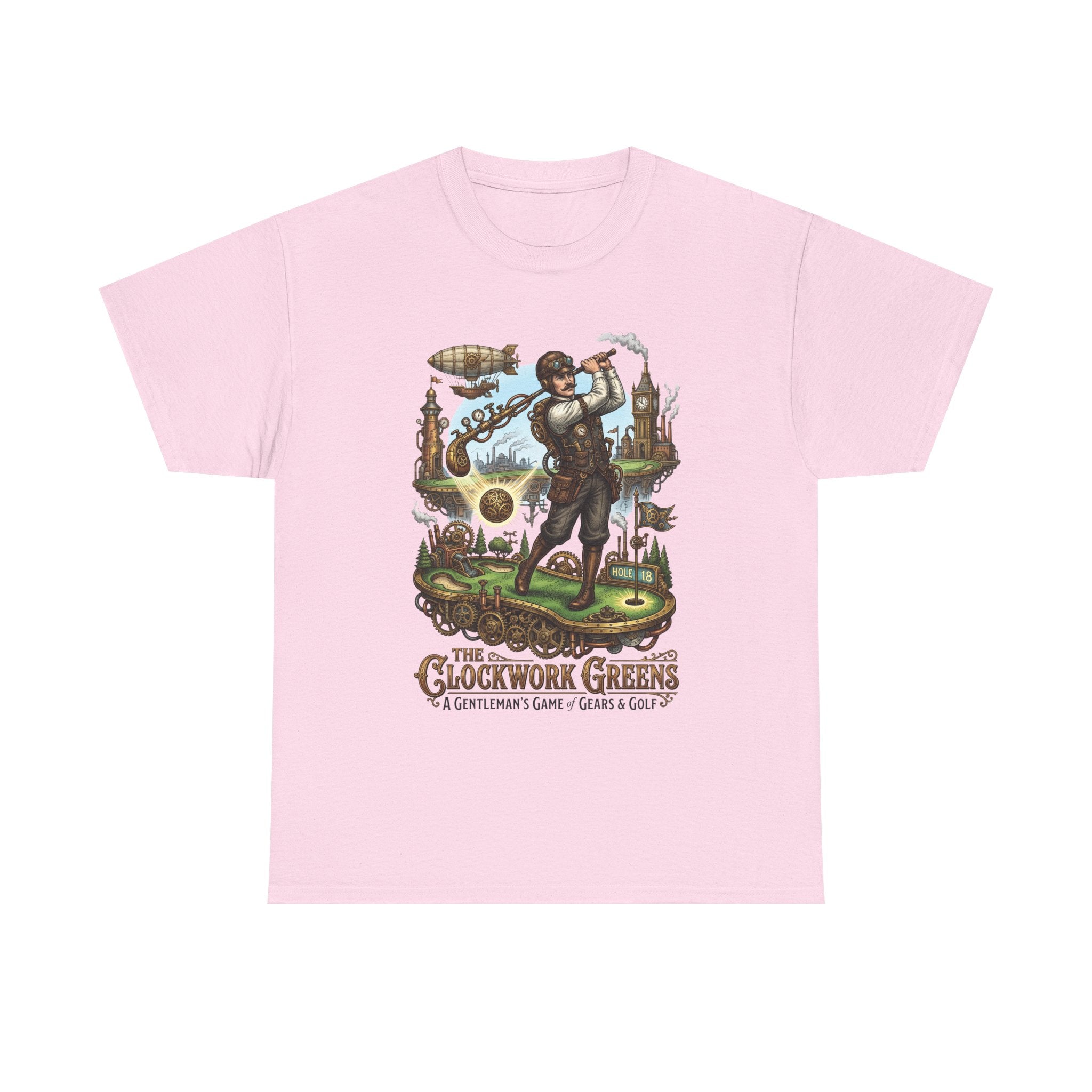 Golf Steampunk T-Shirt — "The Clockwork Greens" Vintage Golfing Design