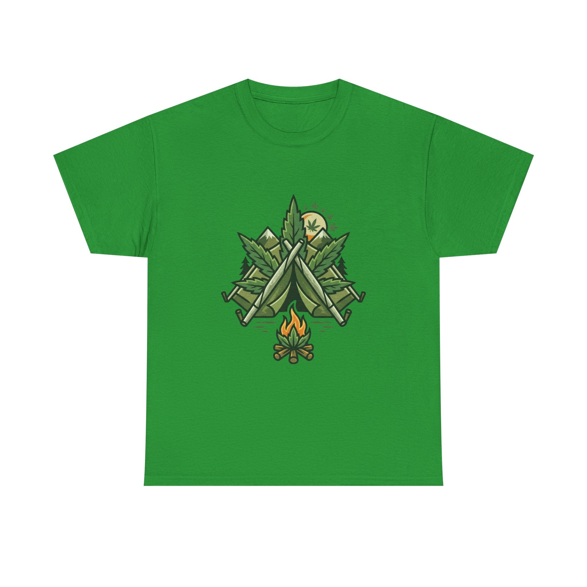 Camping Tent & Campfire T-Shirt — Outdoor Adventure Nature Tee