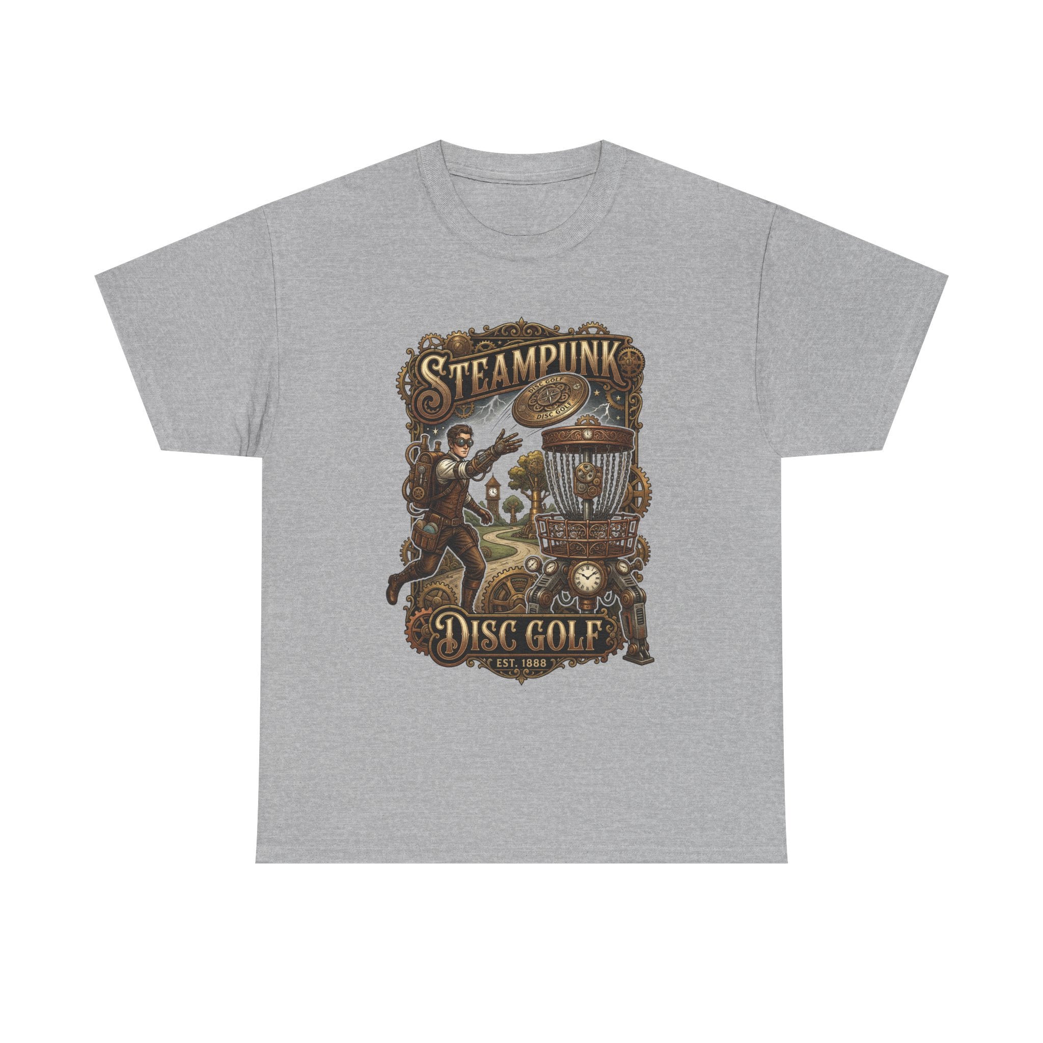 Steampunk Disc Golf T‑Shirt – Vintage Industrial Disc Golf Tee