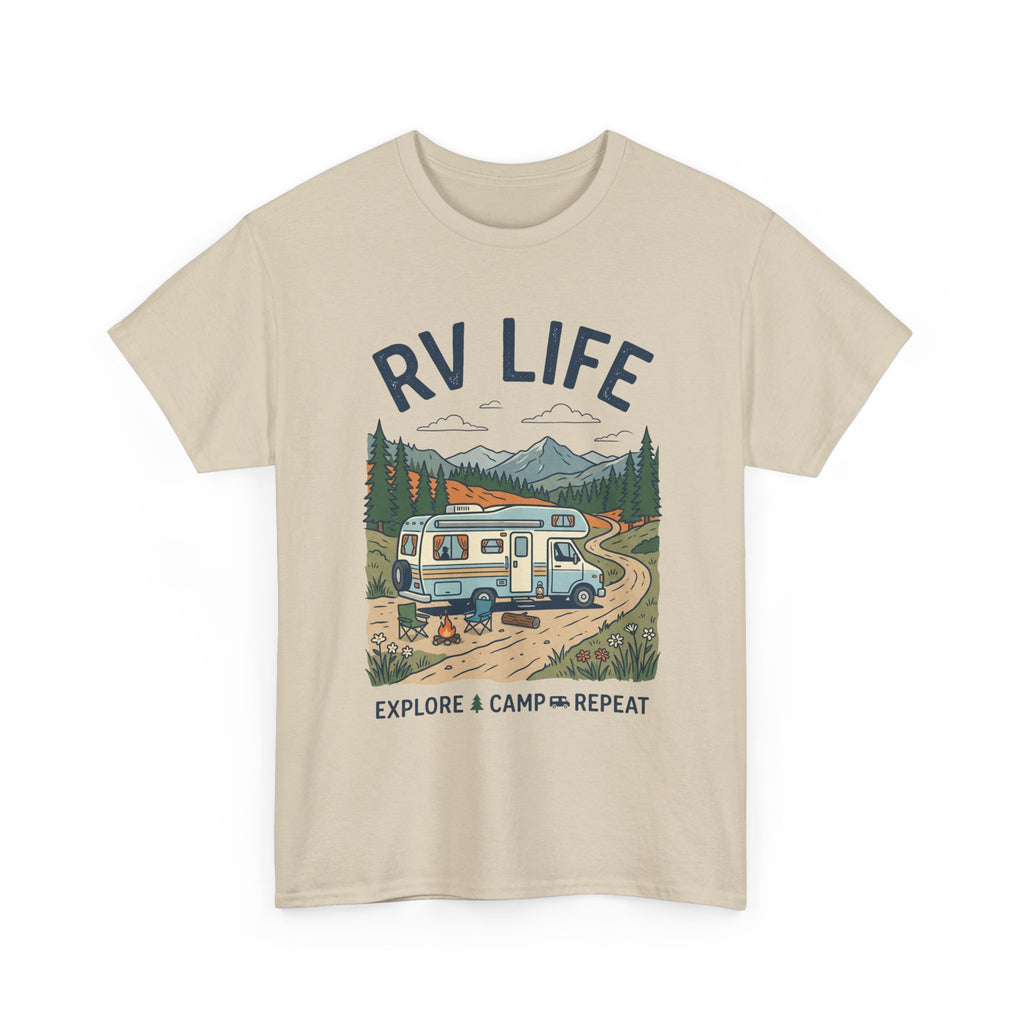 RV Life T-Shirt - Explore & Camp Repeat Vintage Camper Tee