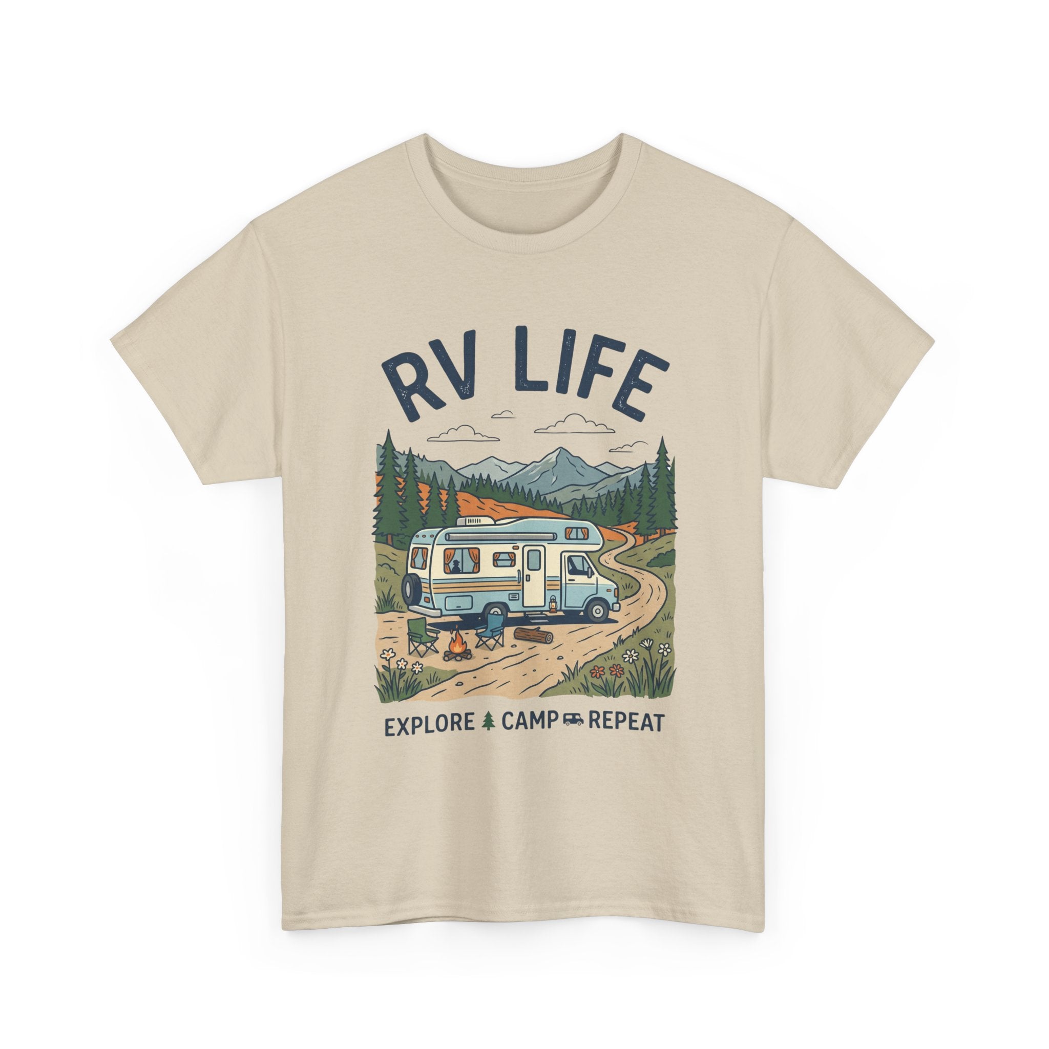 RV Life T-Shirt - Explore & Camp Repeat Vintage Camper Tee