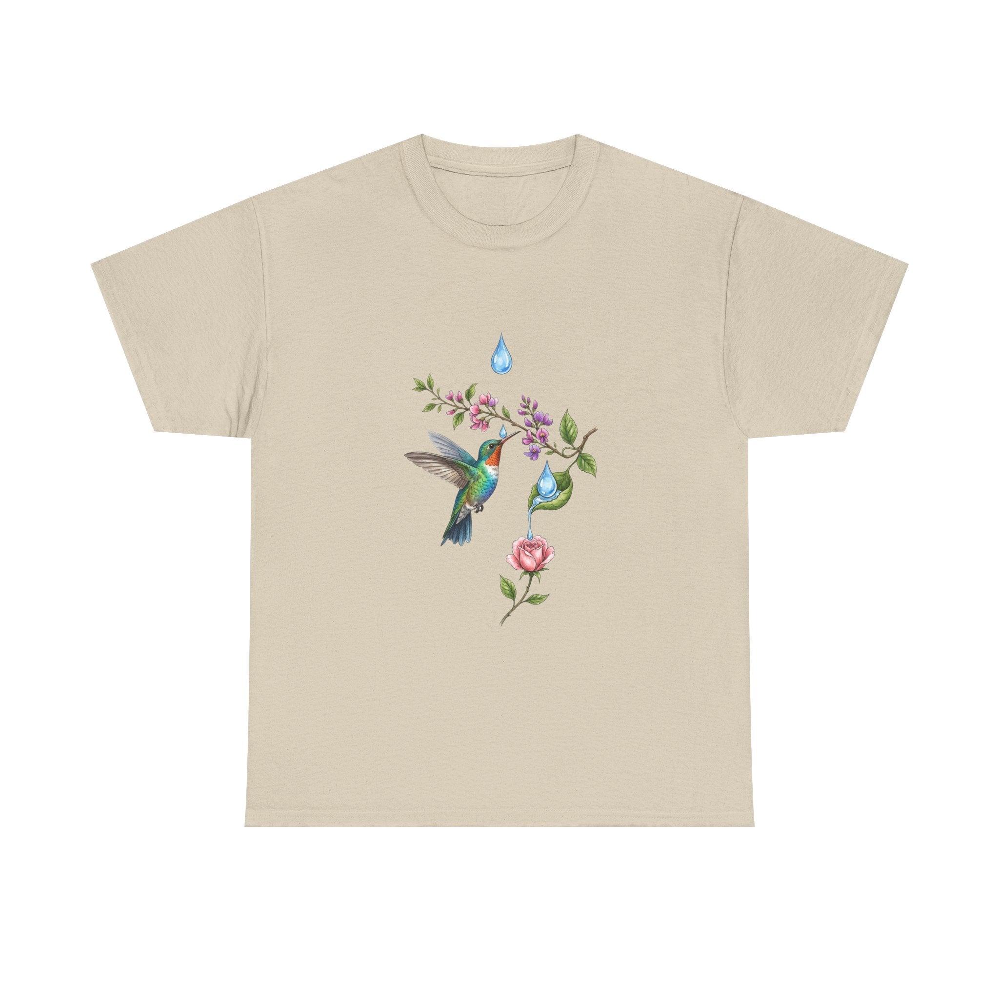 Hummingbird & Floral Tee — Watercolor Garden Shirt