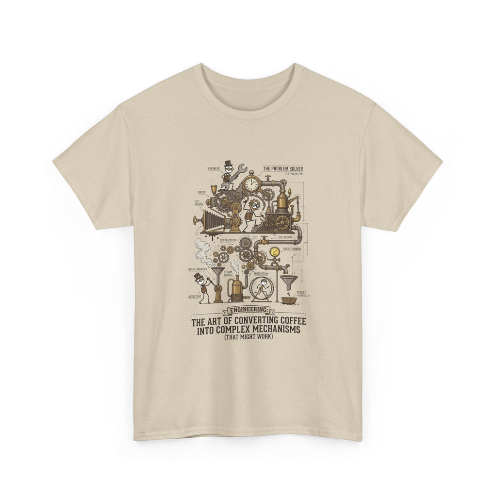 Steampunk Engineering T-Shirt — The Art of Converting Coffee Into Complex Mechanisms Graphic Tee