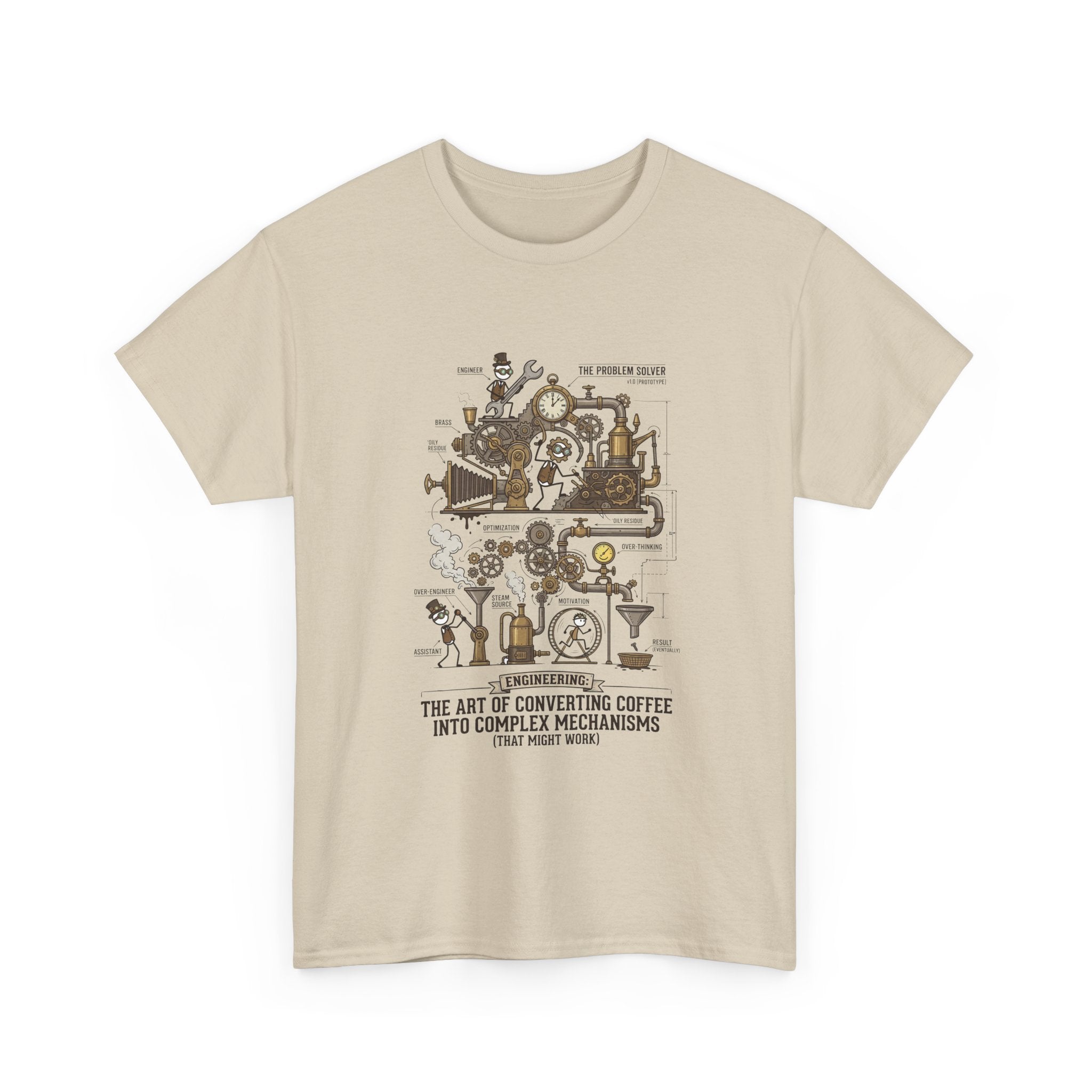 Steampunk Engineering T-Shirt — The Art of Converting Coffee Into Complex Mechanisms Graphic Tee