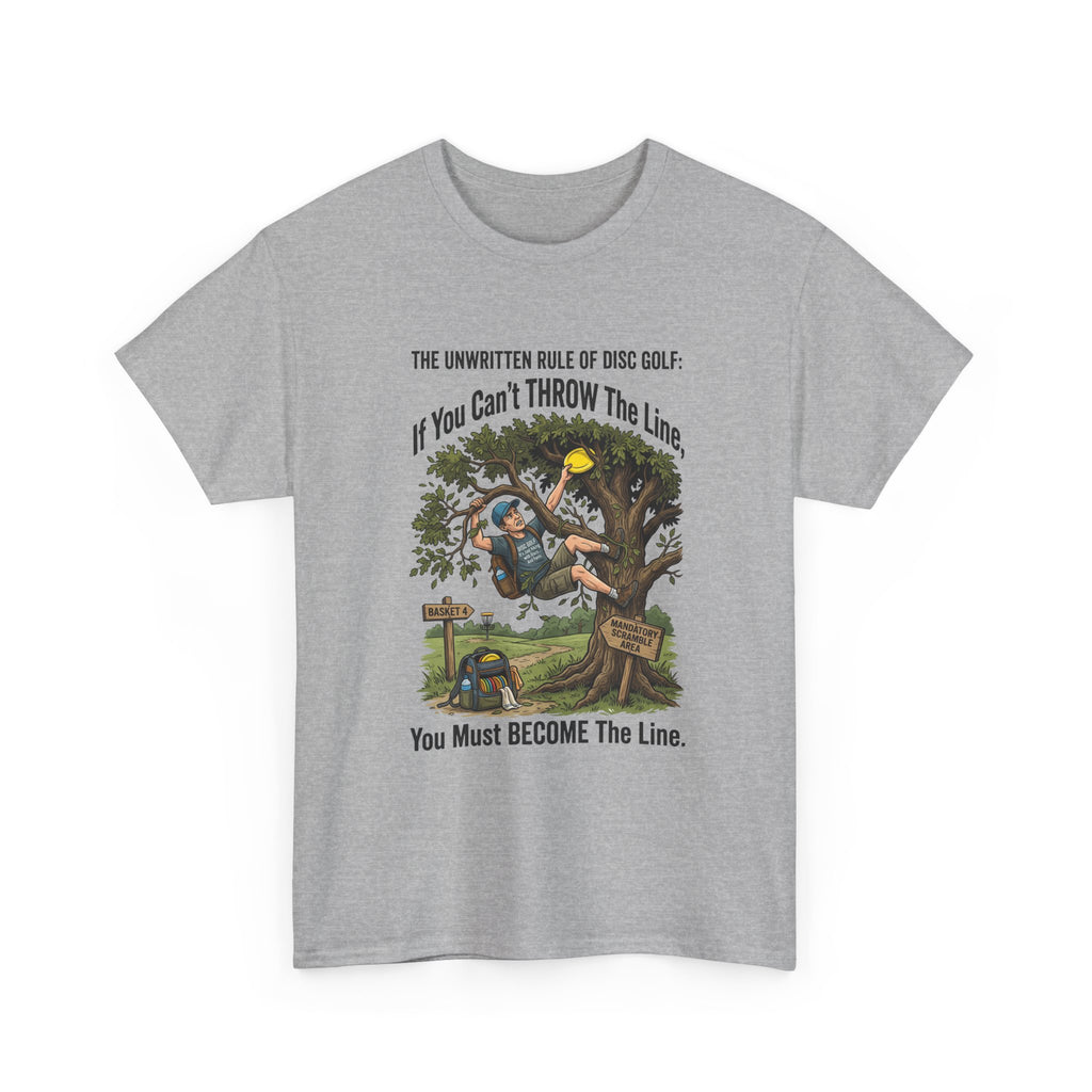 Disc Golf T-Shirt - "If You Can't Throw the Line, You Must Become the Line" Vintage Golf Cartoon Tee