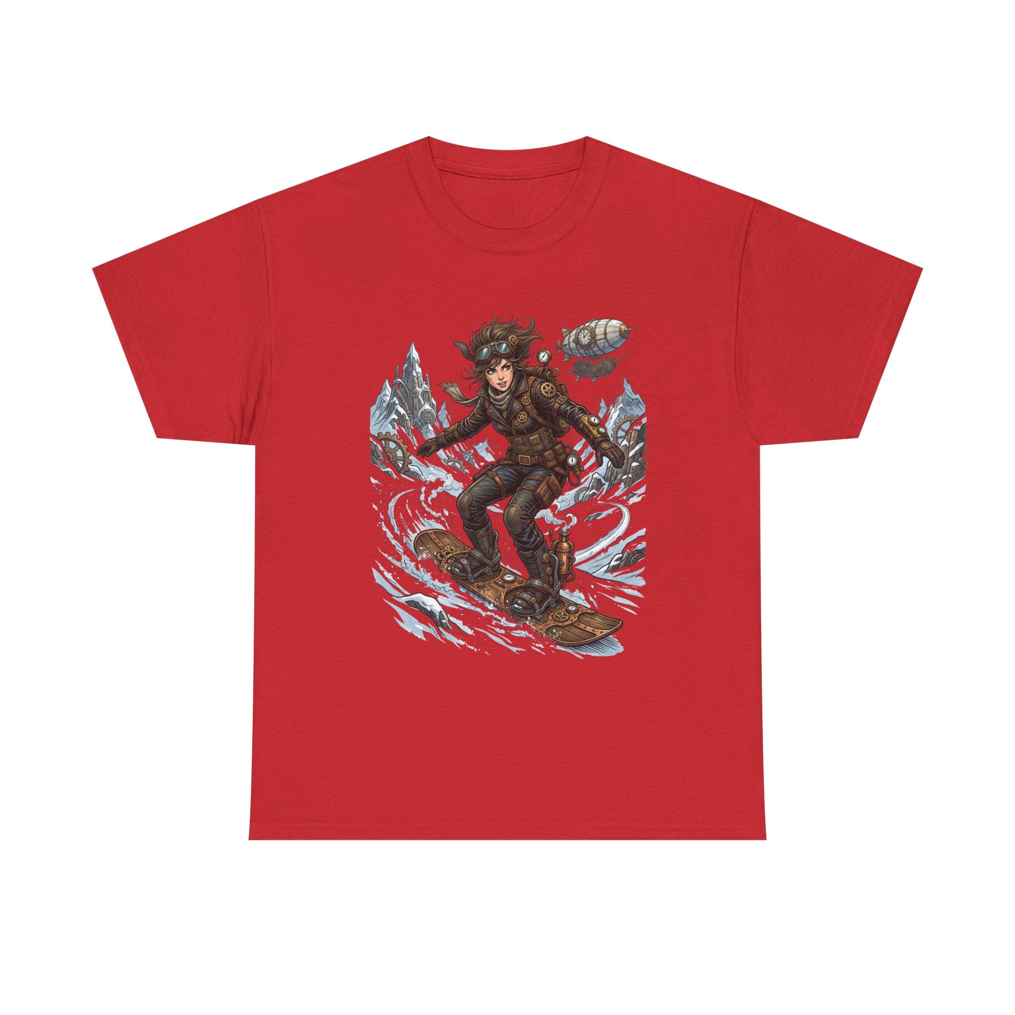 Steampunk Girl Snowboarder Graphic Tee — Winter Snowboarding Adventure Shirt