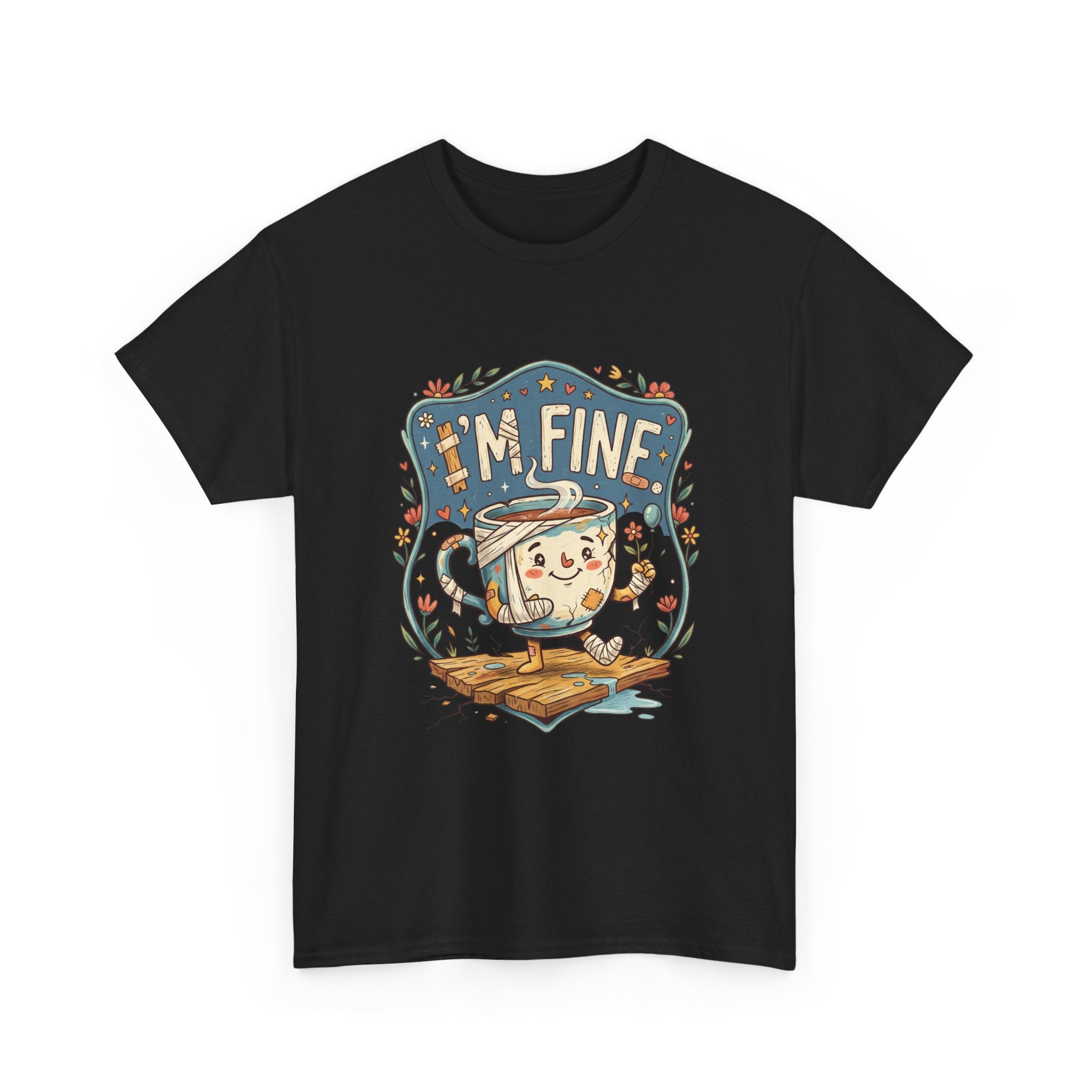 T-Shirt - 'I'm Fine' Cute Kettle Graphic Tee, Cozy Tea Lover Gift