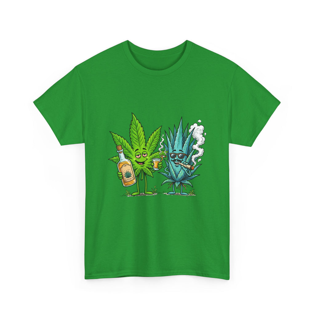 A Tequila & Cannabis Buds Friends T-Shirt — Funny Weed/Agave Leaf & Joint Graphic Tee