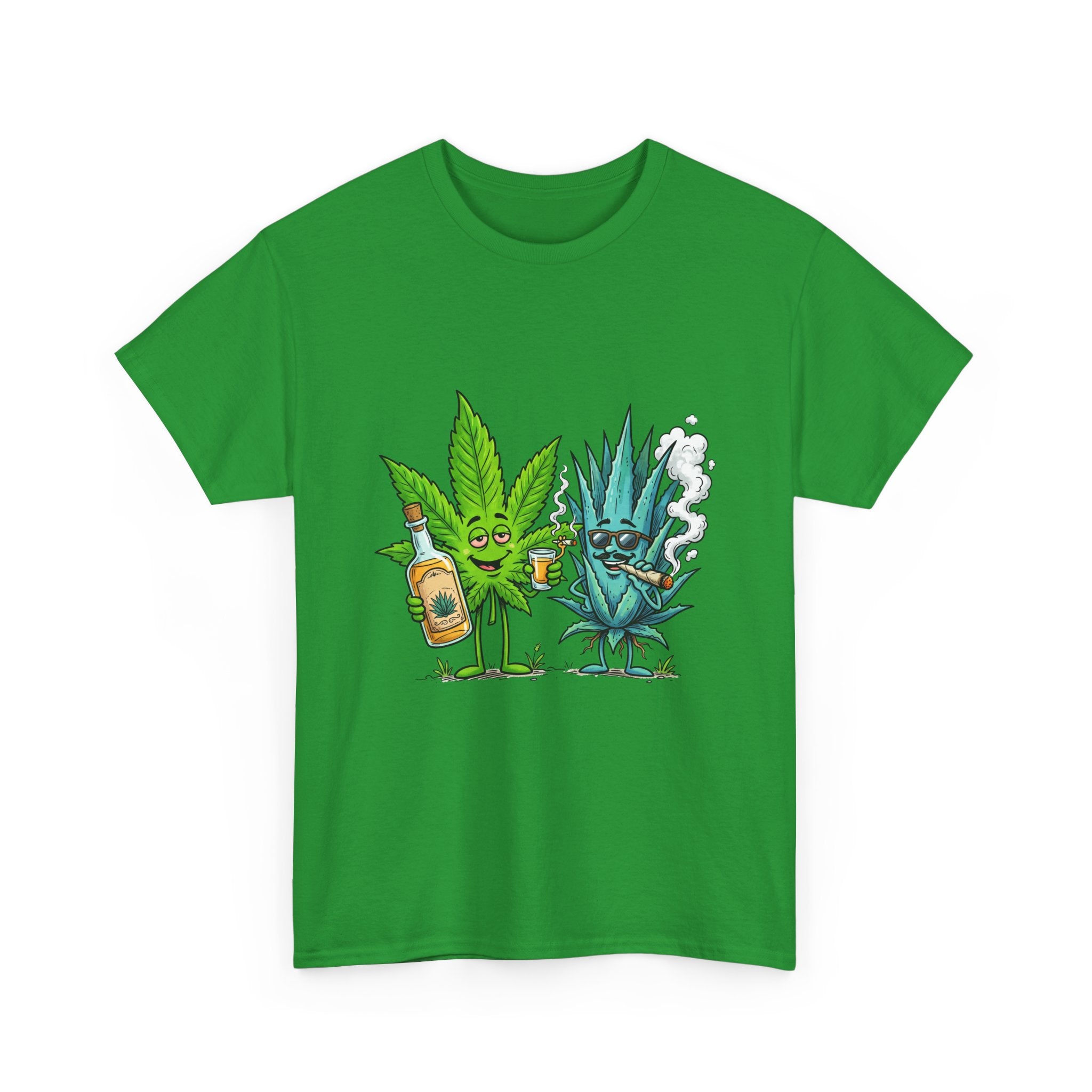A Tequila & Cannabis Buds Friends T-Shirt — Funny Weed/Agave Leaf & Joint Graphic Tee