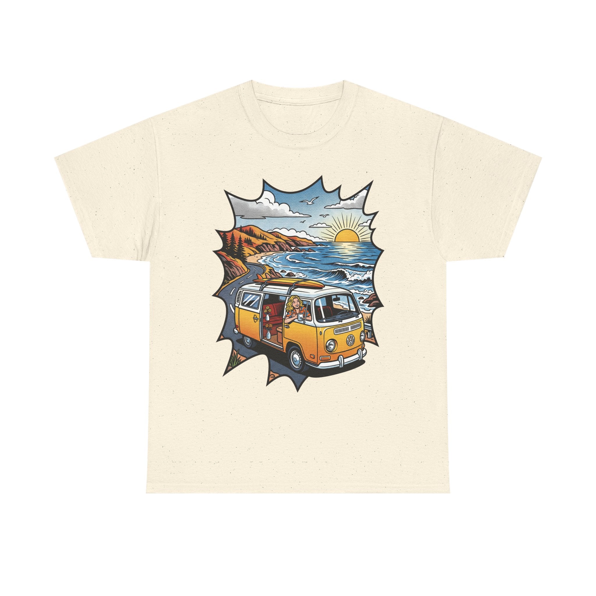 Road Trip Van T-Shirt — Vintage Camper Beach Sunset Tee