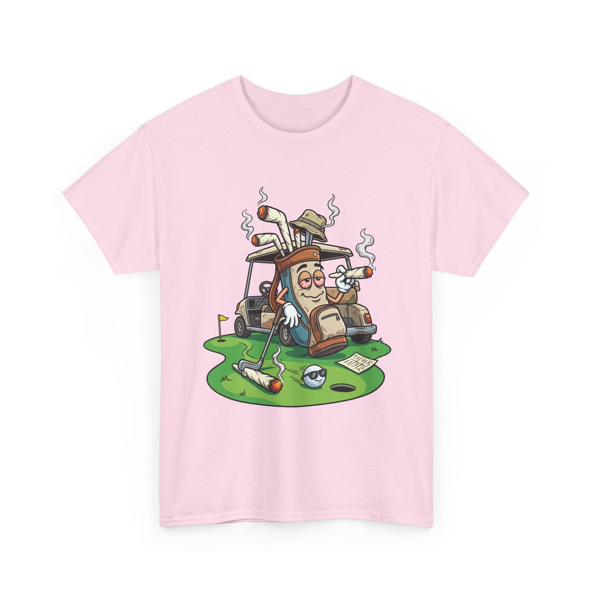 Golf weed Lounge T‑Shirt — Relaxed Golfer Cartoon Tee