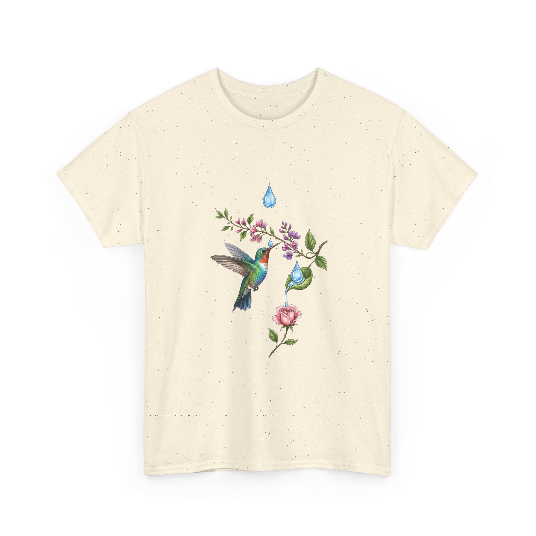 Hummingbird & Floral Tee — Watercolor Garden Shirt