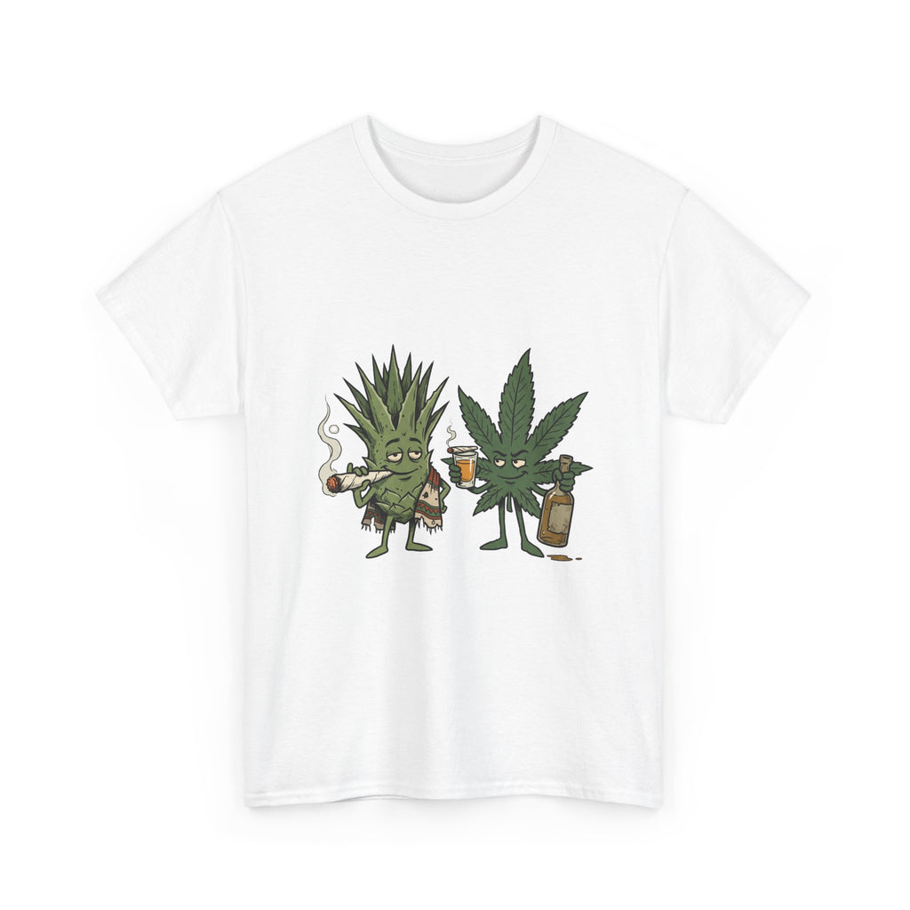 Marijuana Leaf and Agave Friends T-Shirt – Funny Cannabis Leaf & Tequila Smoking Tee