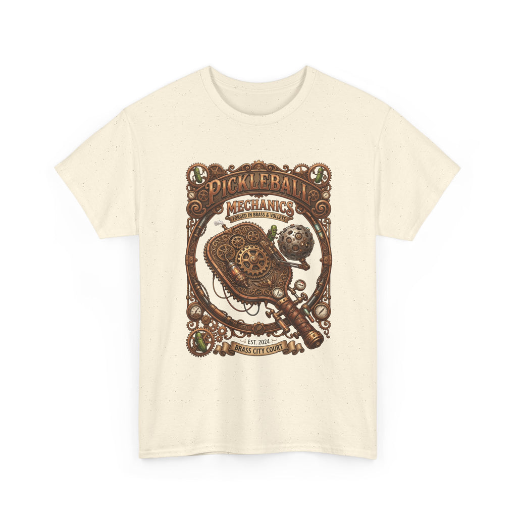 Pickleball Mechanics T-Shirt — Vintage Steampunk Paddle Design
