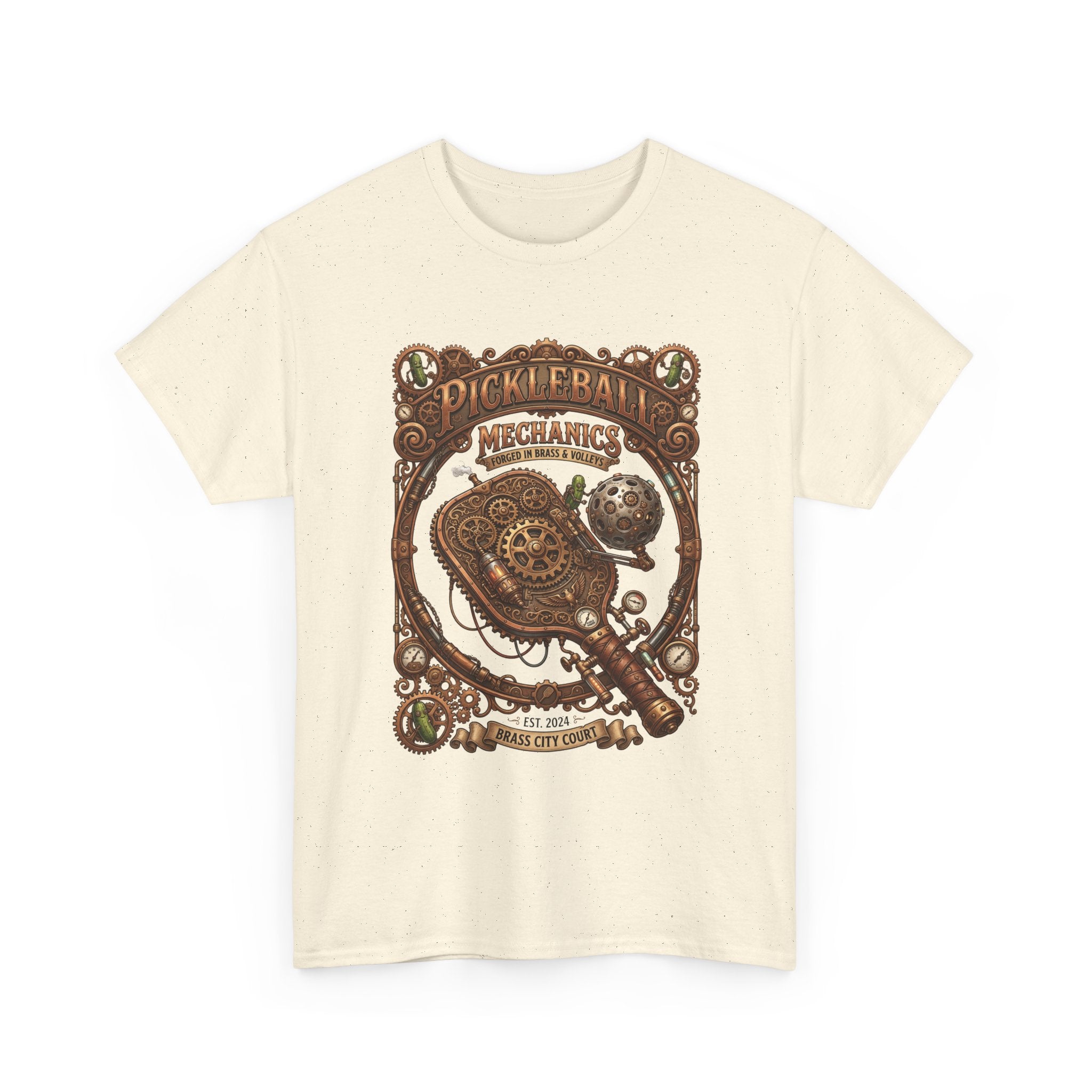 Pickleball Mechanics T-Shirt — Vintage Steampunk Paddle Design