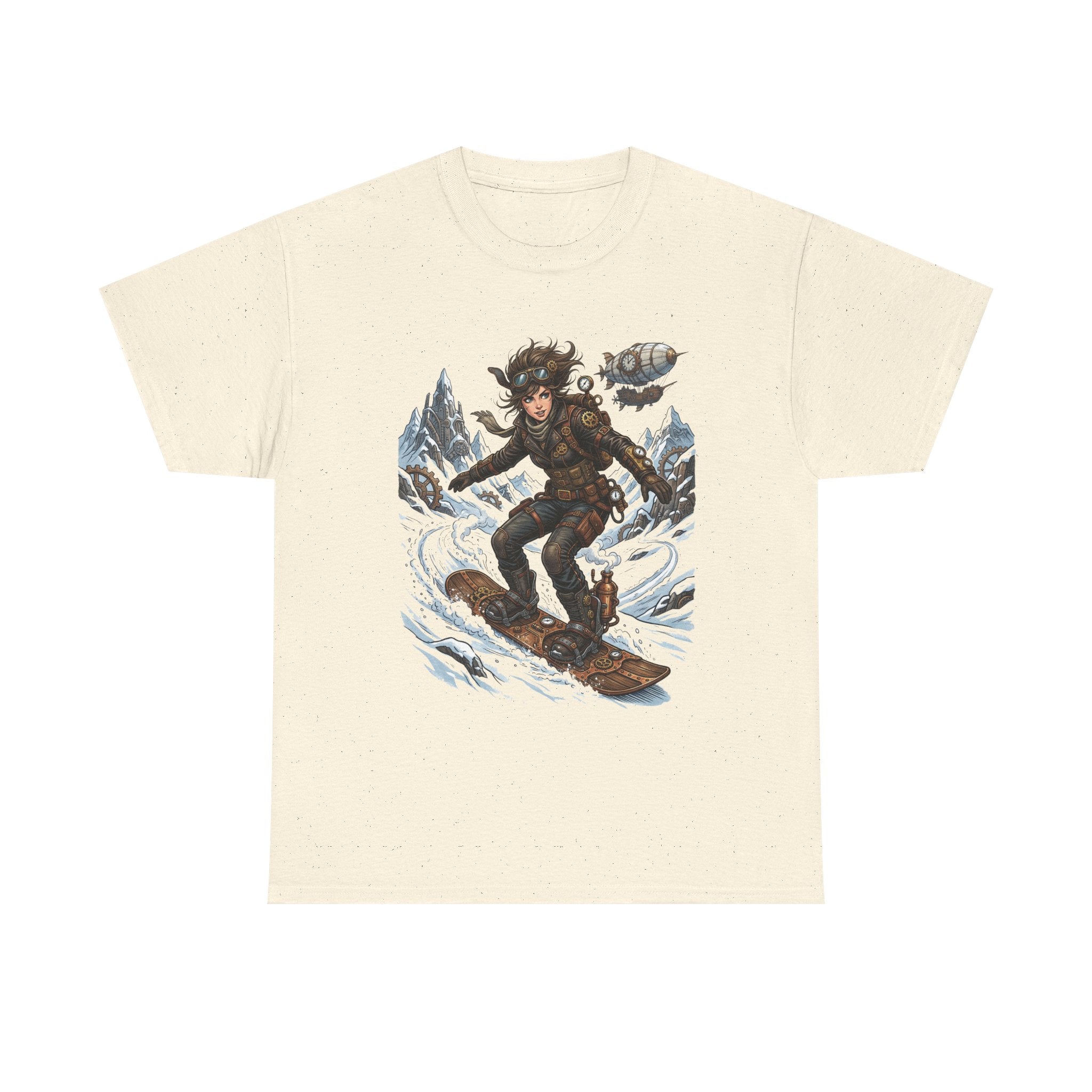 Steampunk Girl Snowboarder Graphic Tee — Winter Snowboarding Adventure Shirt