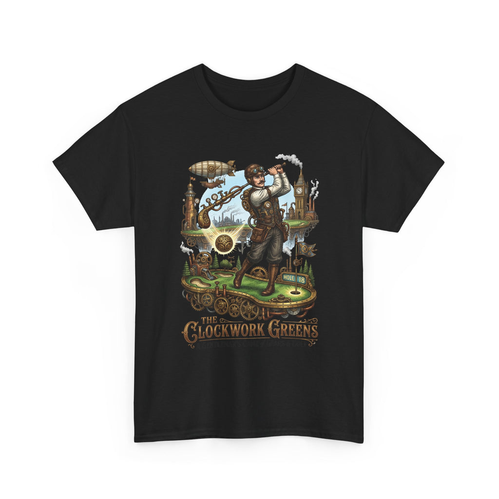 Golf Steampunk T-Shirt — "The Clockwork Greens" Vintage Golfing Design