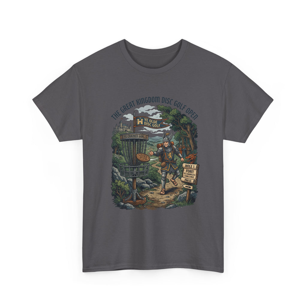 Medieval Disc Golf Adventure Tee — "The Great Kingdom Disc Golf Open" Graphic Shirt