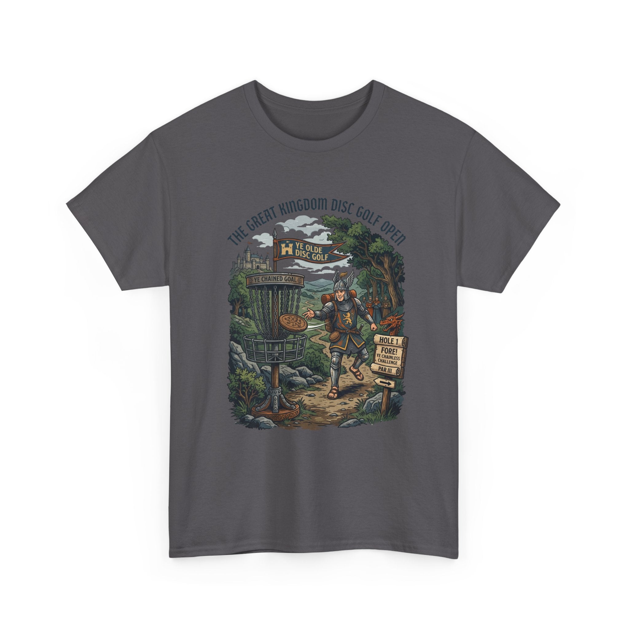 Medieval Disc Golf Adventure Tee — "The Great Kingdom Disc Golf Open" Graphic Shirt