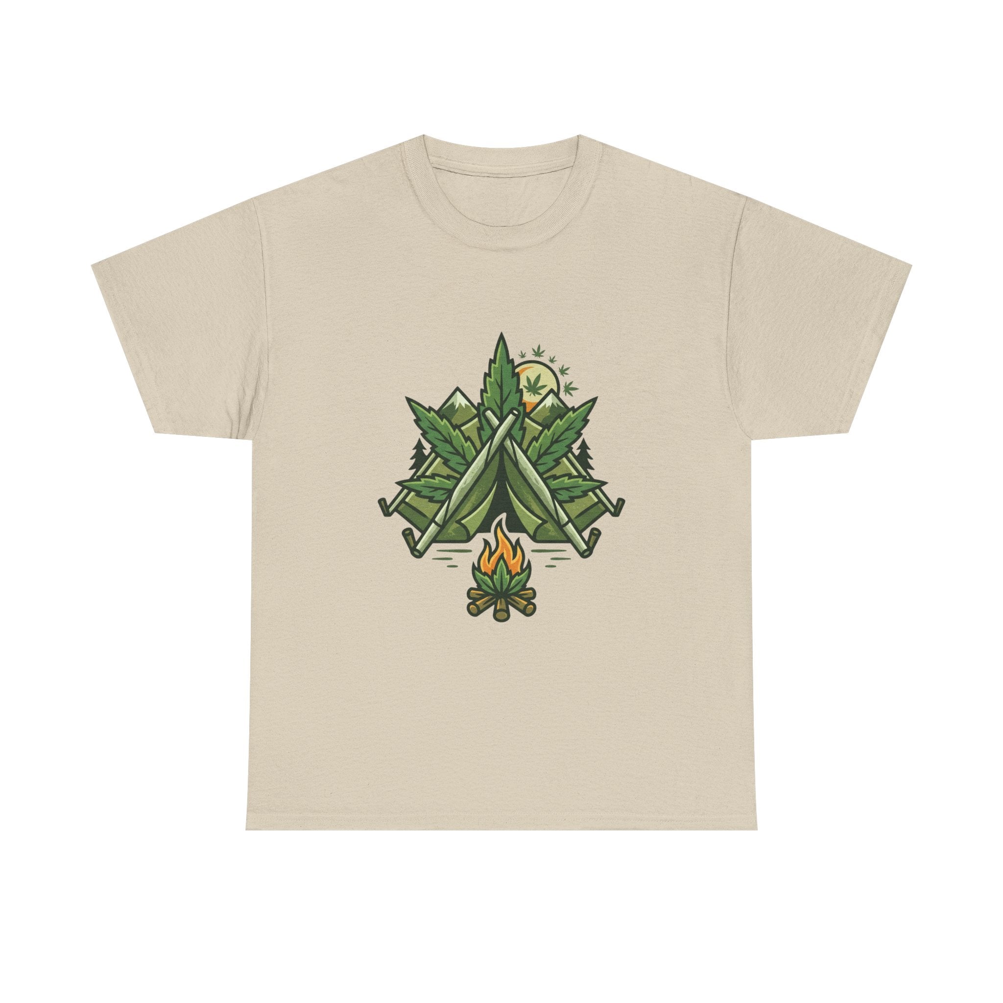 Camping Tent & Campfire T-Shirt — Outdoor Adventure Nature Tee
