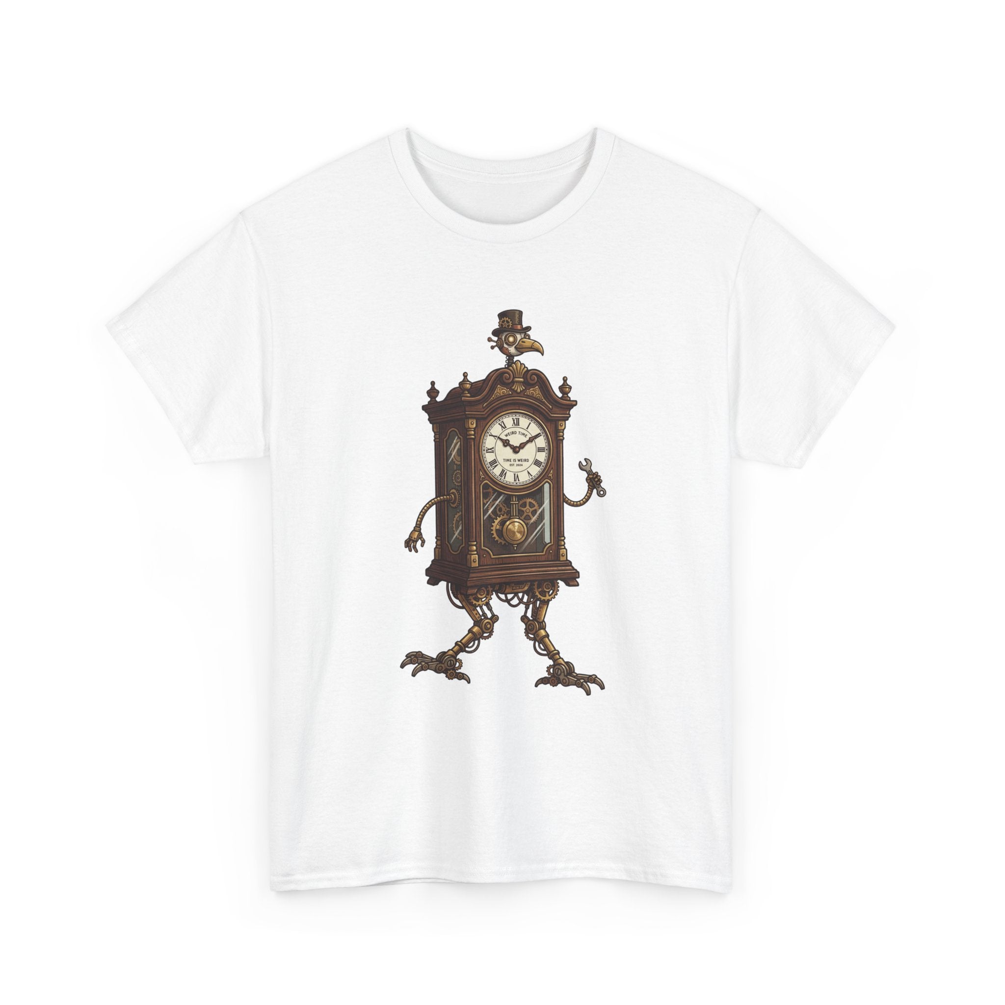 Clockwork Grandfather Tee — Vintage Walking Clock Graphic T-Shirt