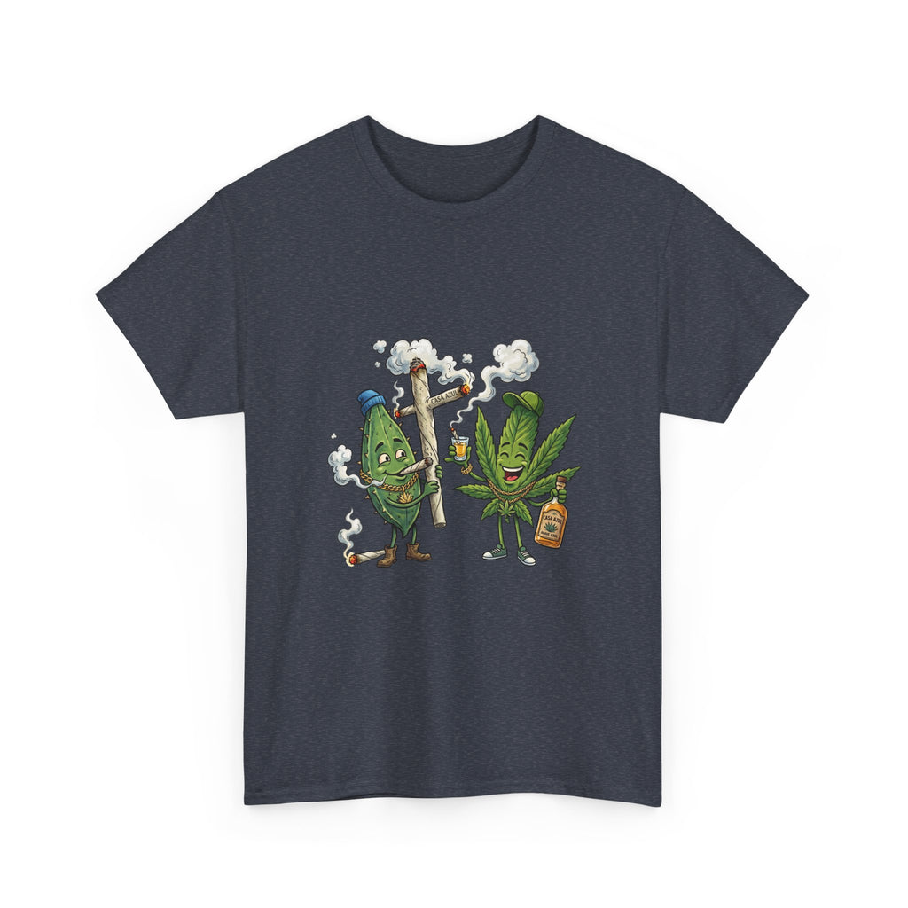 1 Tequila & Cannabis Buds Cartoon Tee — Funny Smoking Weed Plant Graphic T-Shirt